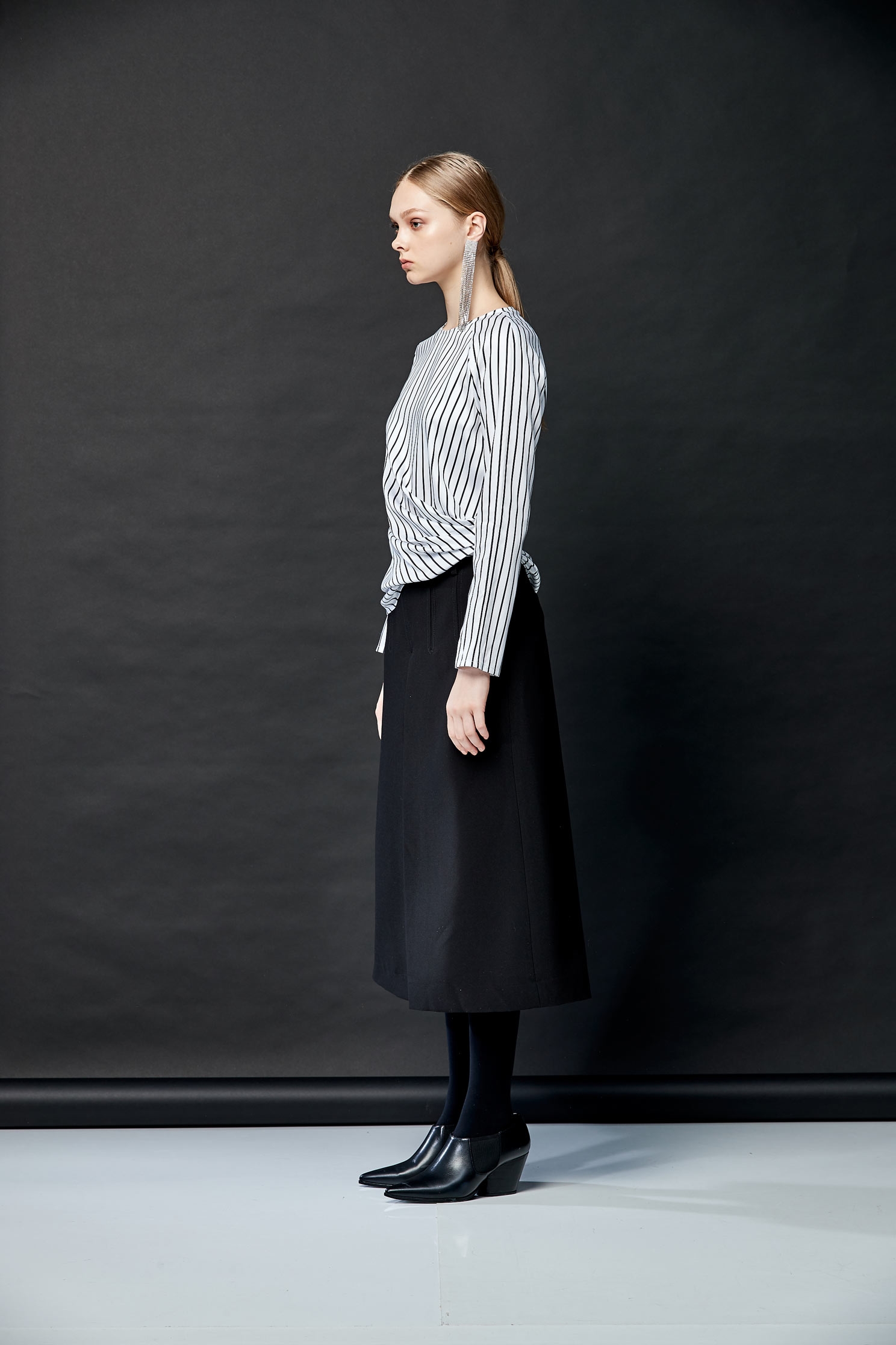 Round neck design top,Top,長袖上衣