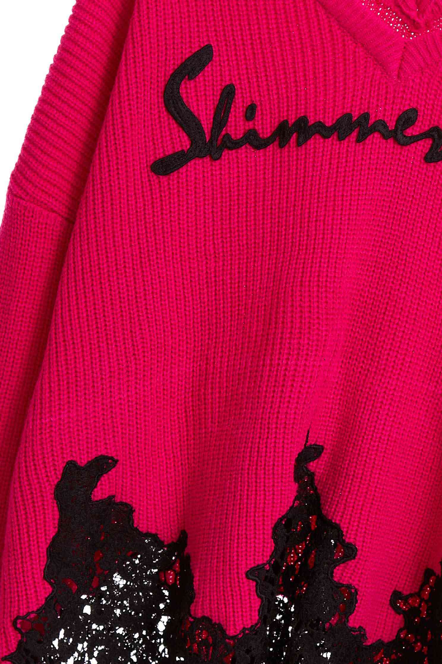 Pink knitting lace mixed top,V-neck top,Top,embroidery,刺繡上衣,embroidered,繡花上衣,Lace,Laced Top,knitting,Knitted top,Knitted Top,長袖上衣