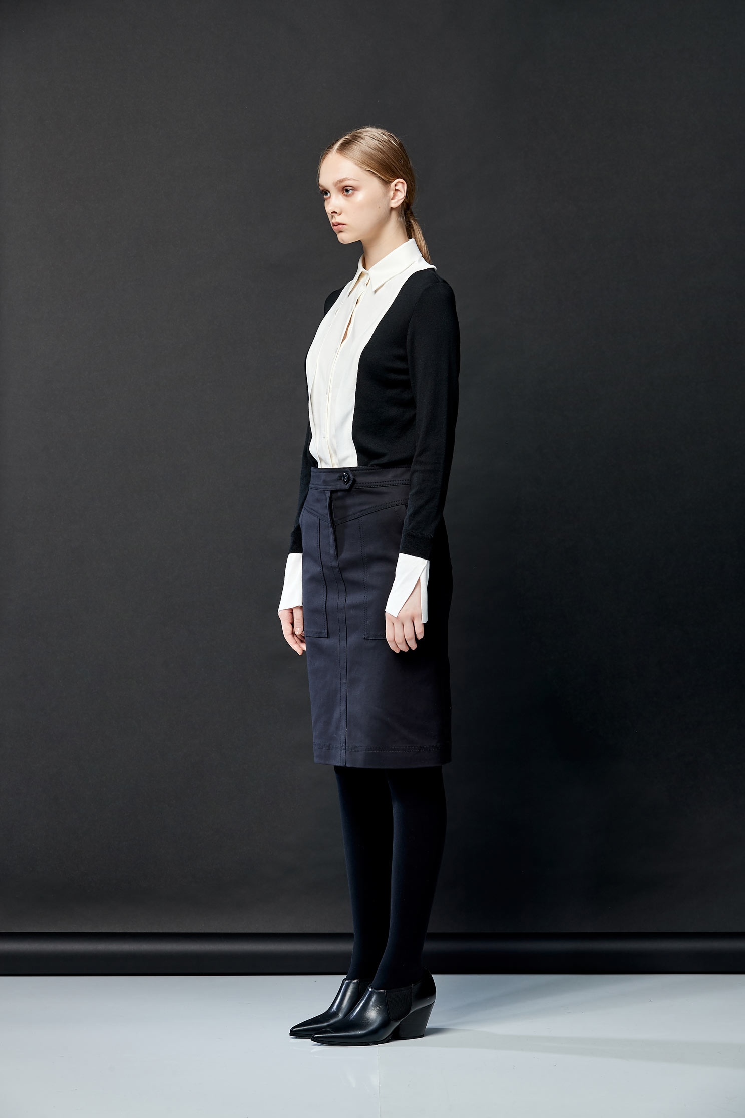 Black/white knitting shirt top,Top,Blouse,knitting,Knitted top,Knitted Top,長袖上衣
