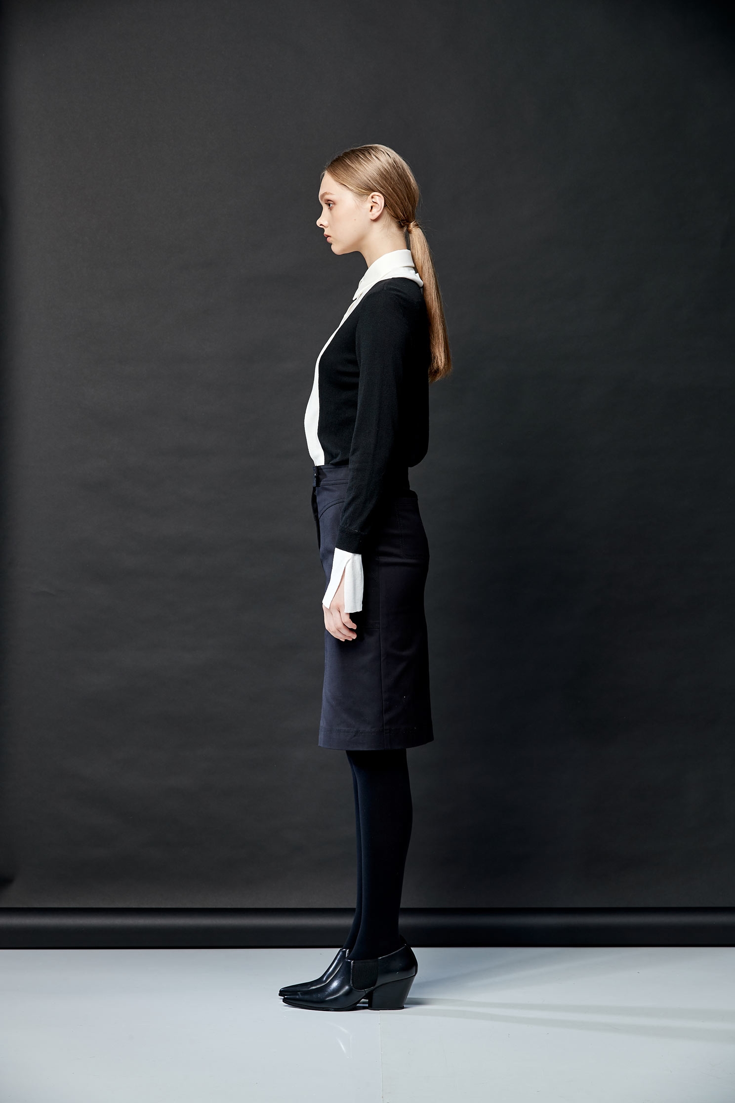 Black/white knitting shirt top,Top,Blouse,knitting,Knitted top,Knitted Top,長袖上衣