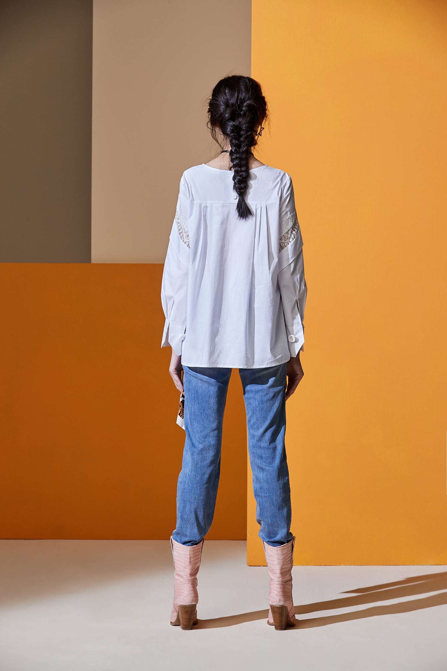 Lace ruffle shirt top,Top,白色上衣,簍空上衣,Cotton,Lace,Laced Top,Blouse,長袖上衣
