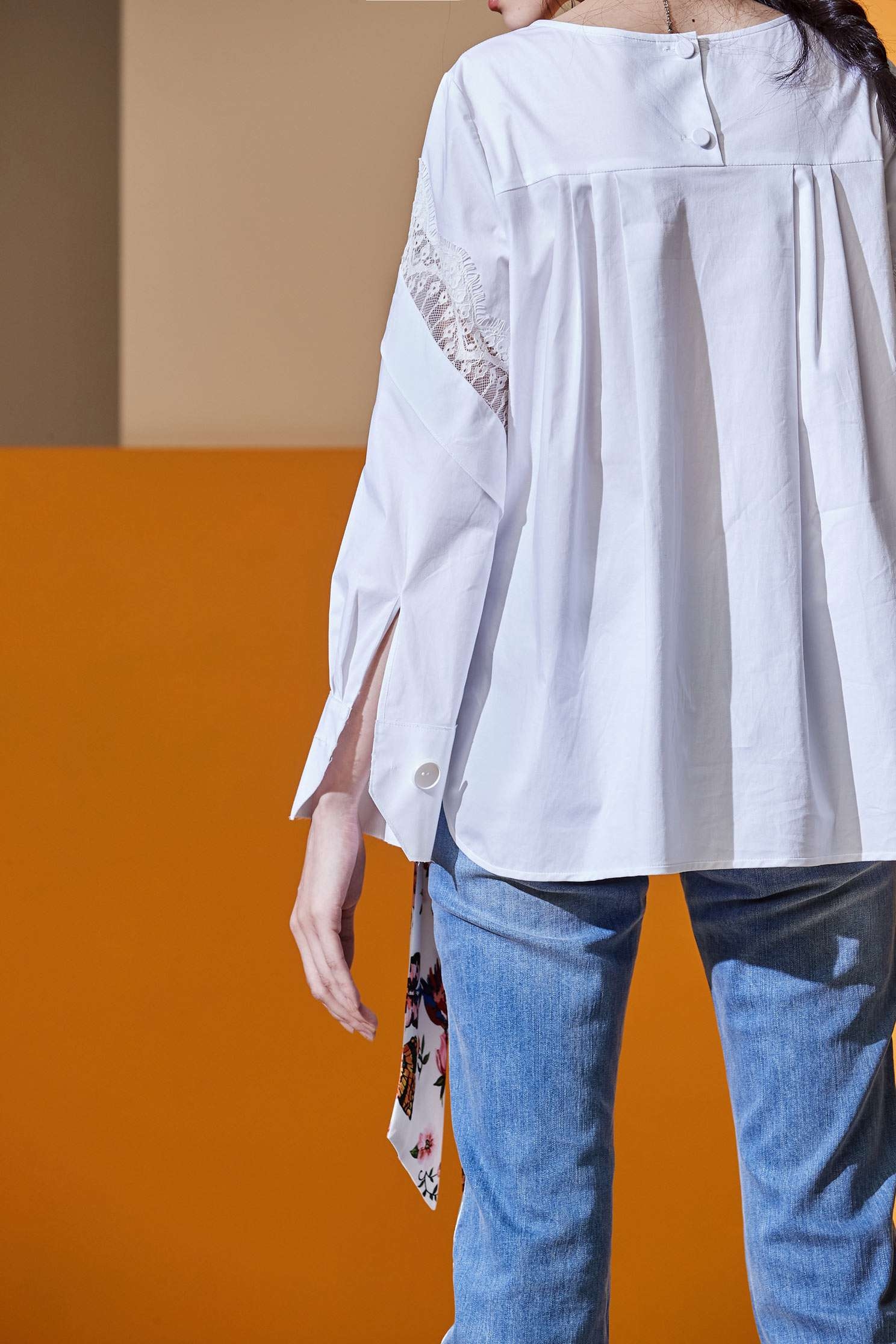 Lace ruffle shirt top,Top,白色上衣,簍空上衣,Cotton,Lace,Laced Top,Blouse,長袖上衣