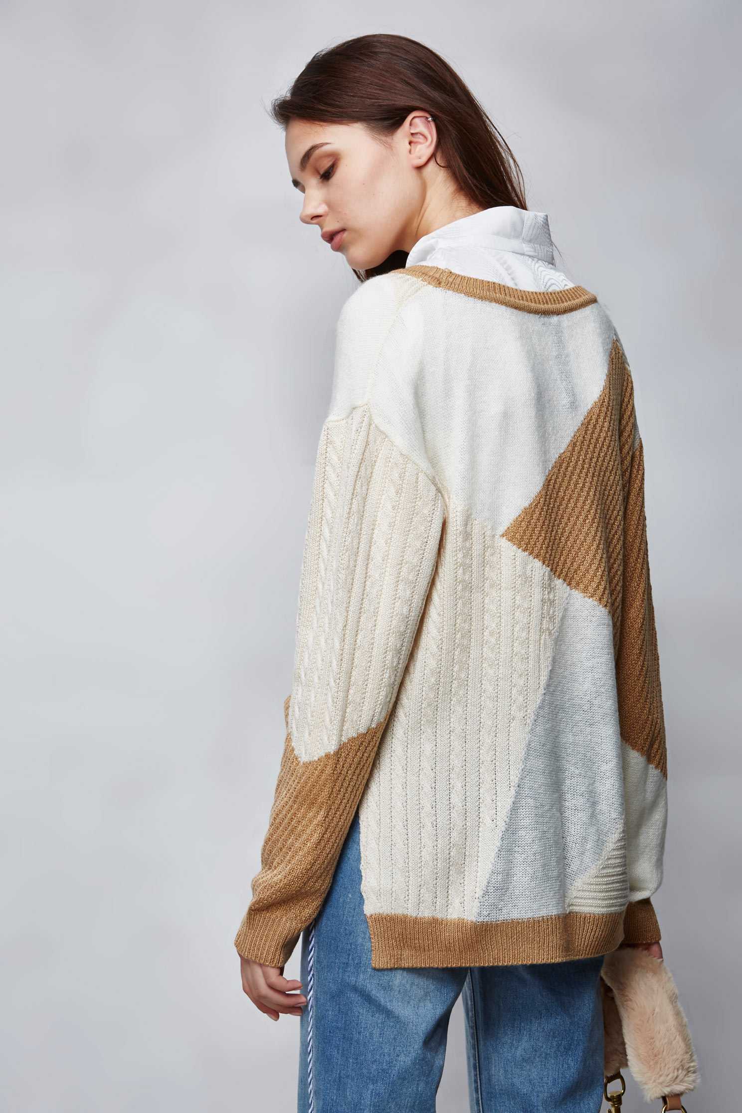 Khaki lump knitted top,Top,knitting,Knitted top,Knitted Top,長袖上衣