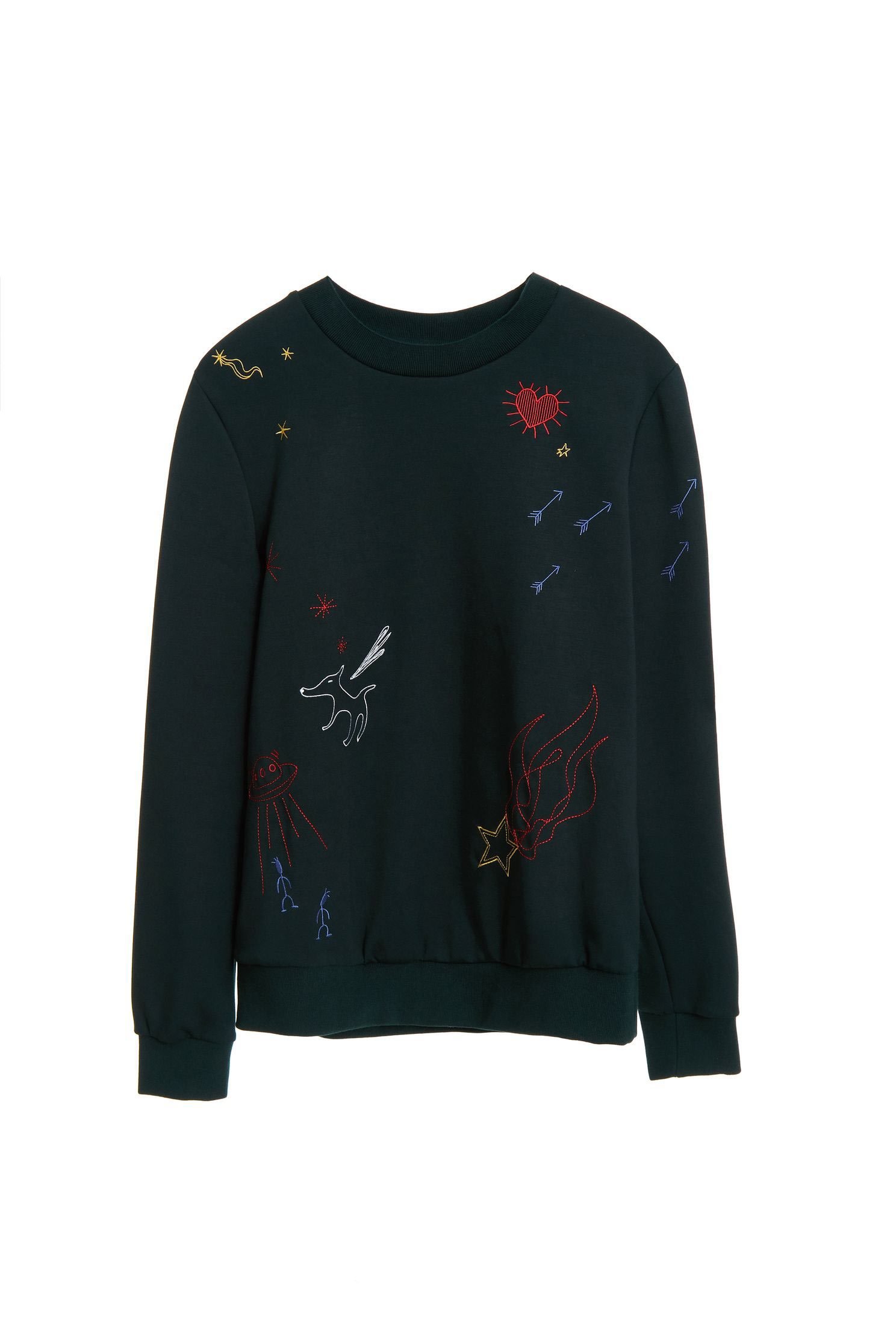 Ink green children's fun embroidered clothing,Top,embroidery,刺繡上衣,embroidered,繡花上衣,長袖上衣
