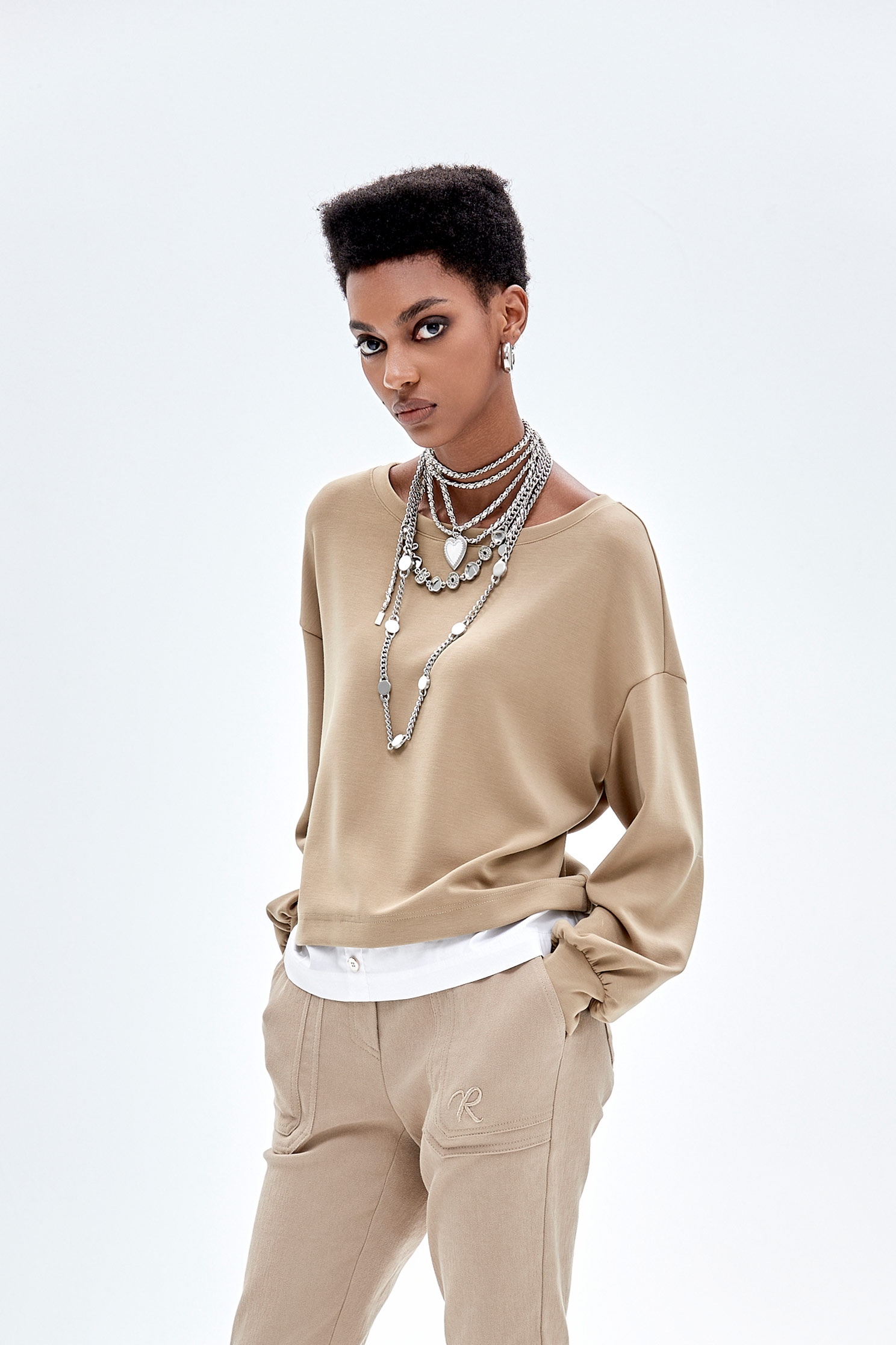 月見草色假兩件上衣月見草色假兩件上衣,上衣,秋冬穿搭