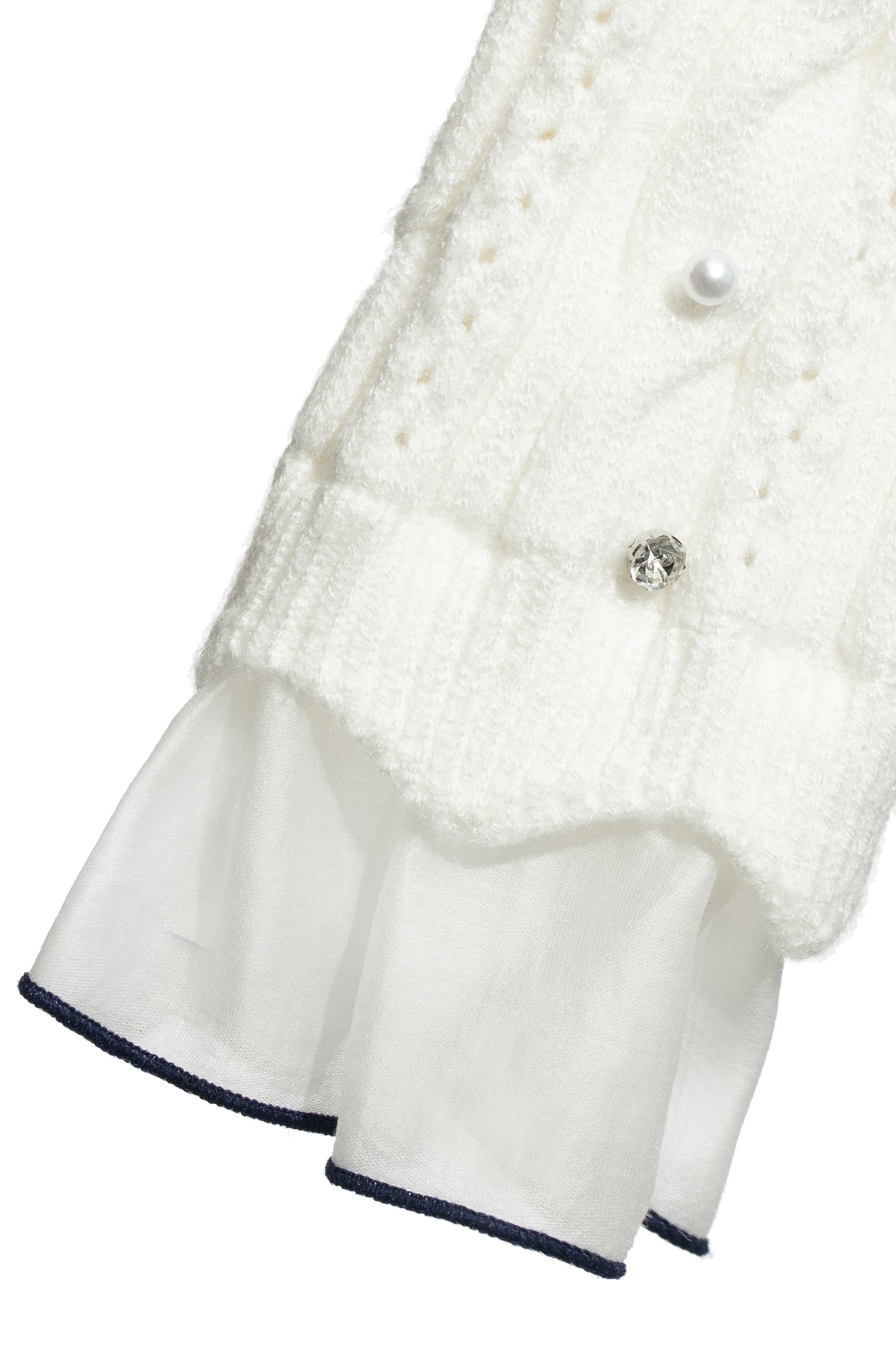 鑲色邊荷葉針織上衣鑲色邊荷葉針織上衣,上衣,人氣商品,珍珠,白色上衣,秋冬穿搭,荷葉,蝴蝶結,針織,針織衫