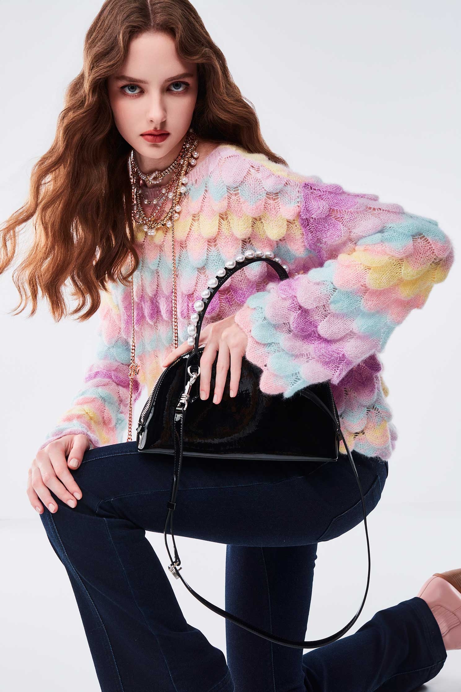 馬卡龍色美人魚針織上衣馬卡龍色美人魚針織上衣,上衣,人氣商品,秋冬穿搭,針織,針織衫