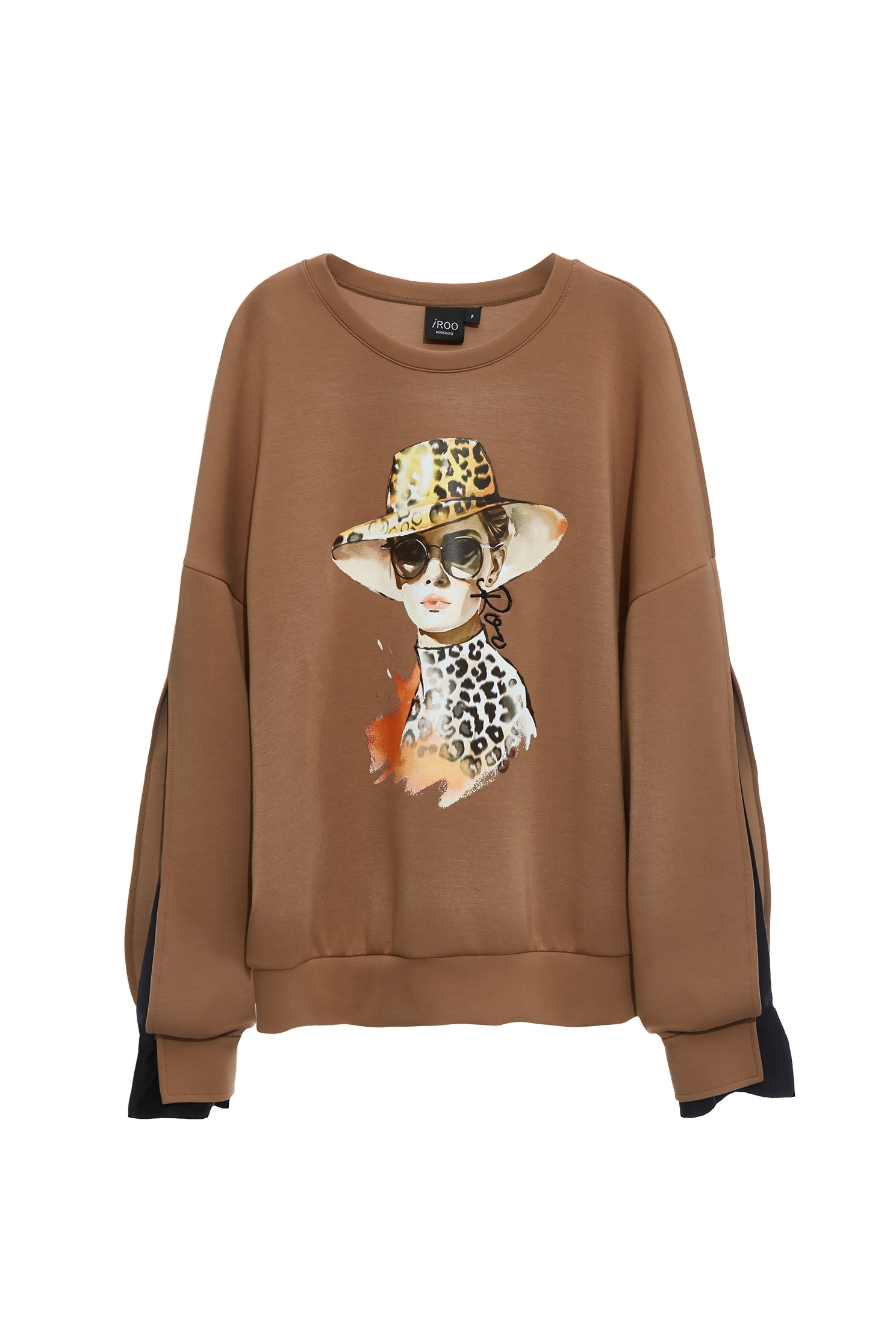 雌鹿色時髦印花圓領上衣雌鹿色時髦印花圓領上衣,上衣,秋冬穿搭