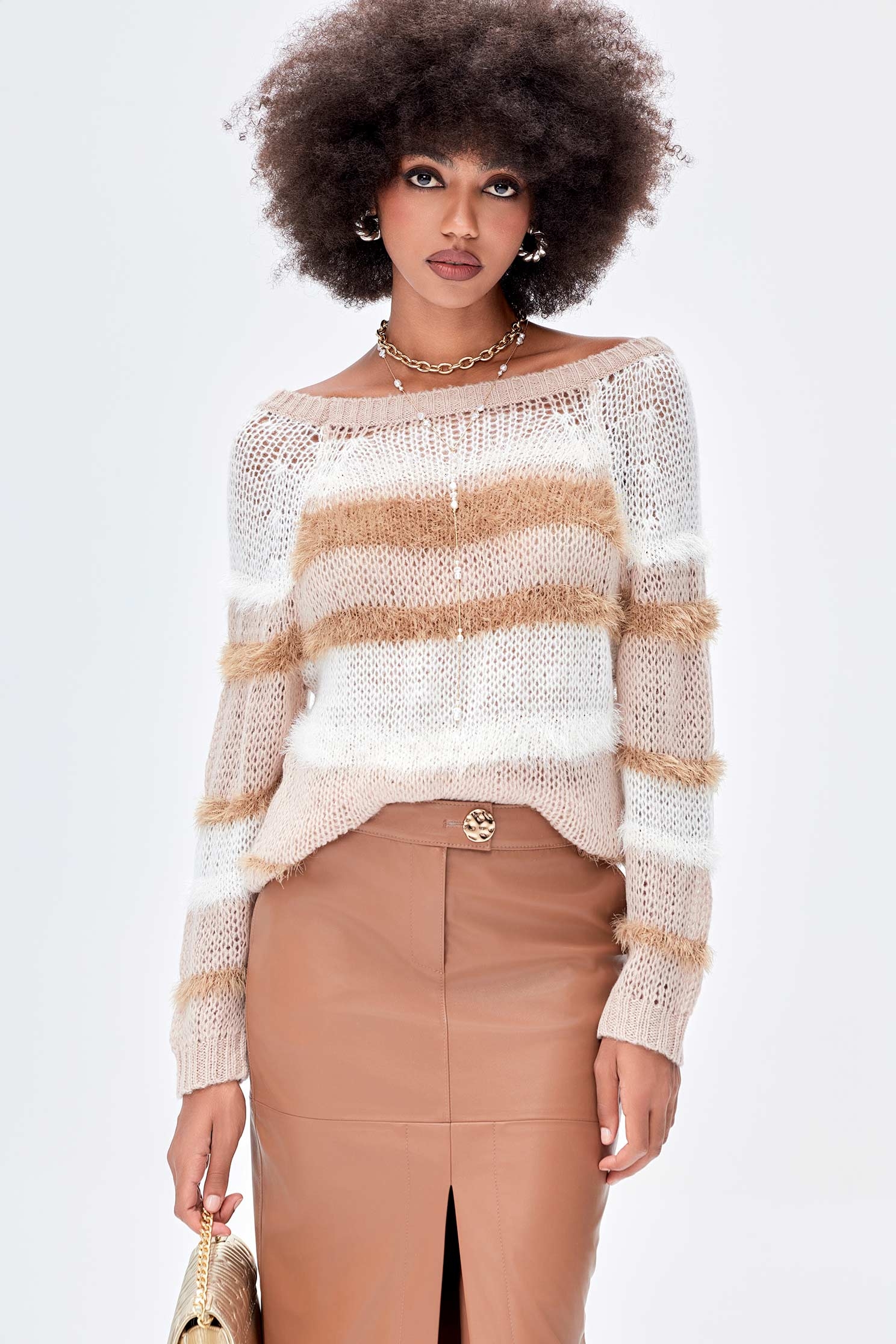 雌鹿色漸層馬海毛針織上衣雌鹿色漸層馬海毛針織上衣,上衣,秋冬穿搭,針織,針織衫