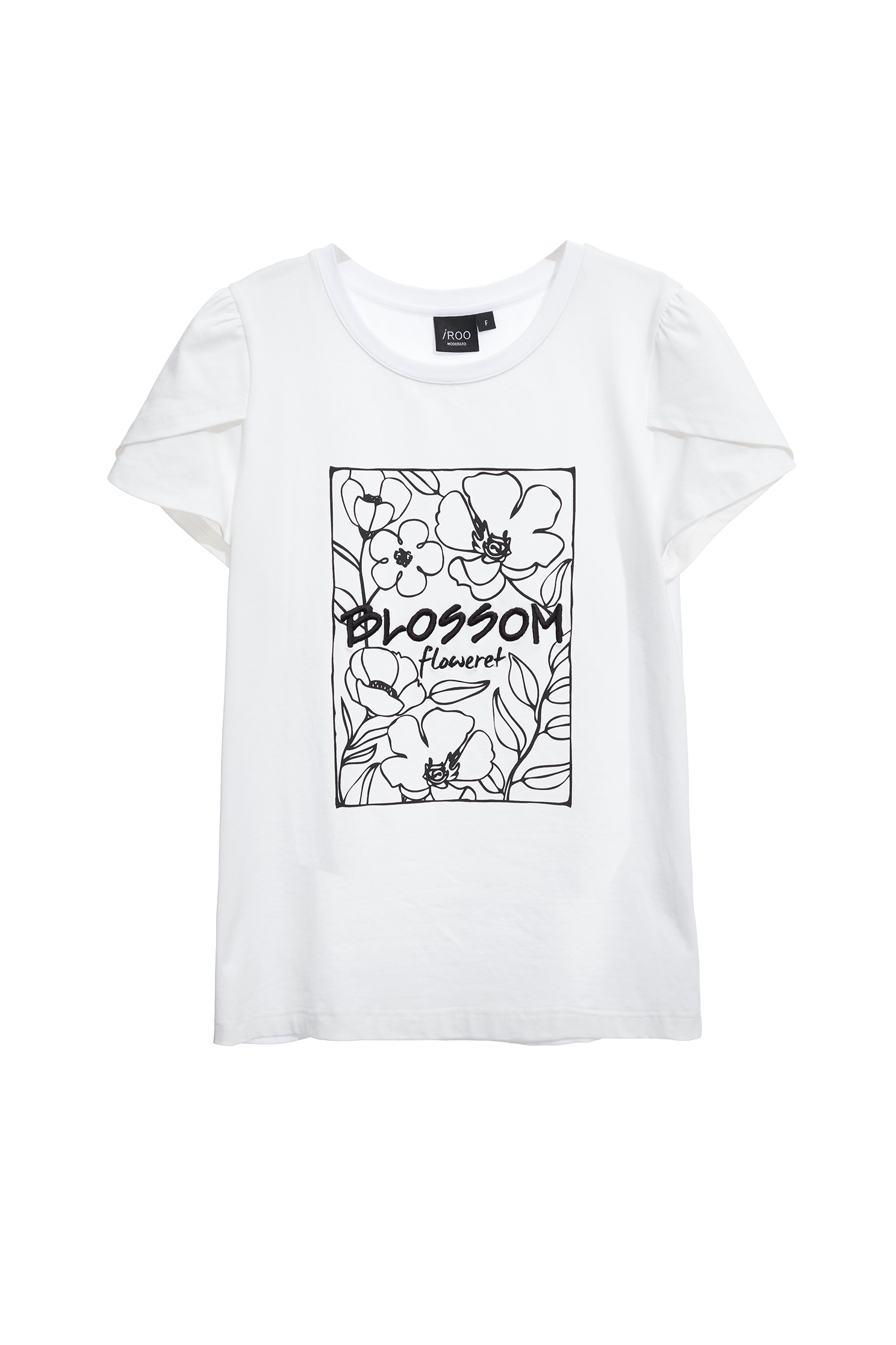 手繪花印繡圖騰T恤手繪花印繡圖騰T恤,上衣,白色上衣,秋冬穿搭,純棉,繡花