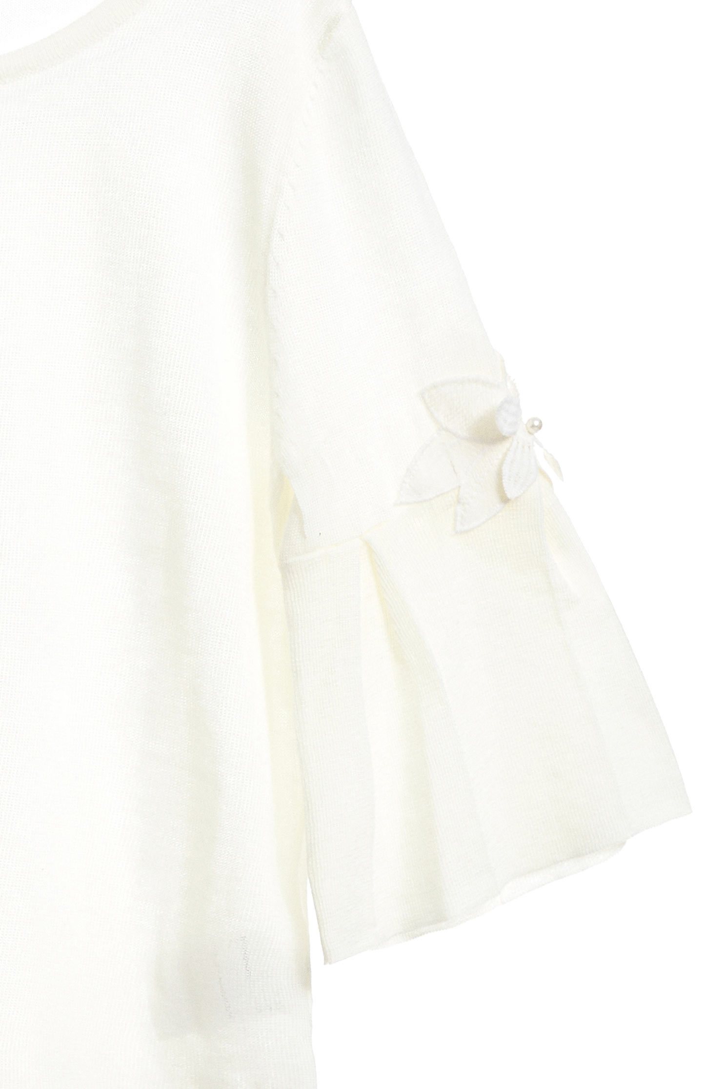 Temperament top,top,elbowsleevetop,roundnecktop,whitetop,knittedtop,girlfriendsspringtour