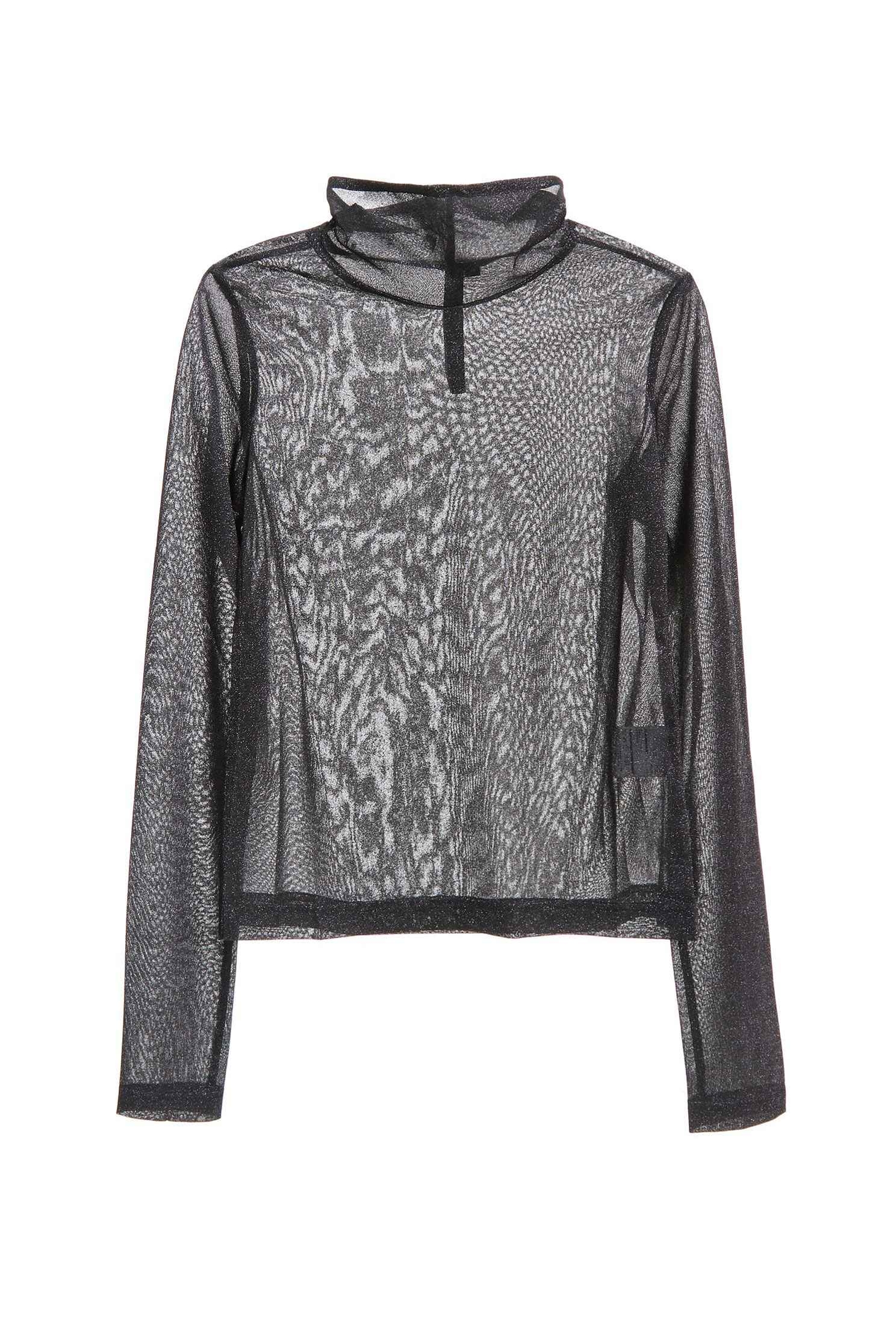 Black gillter turtleneck top,top,see-throughtop,longsleevetop,turtlenecktop,blacktop