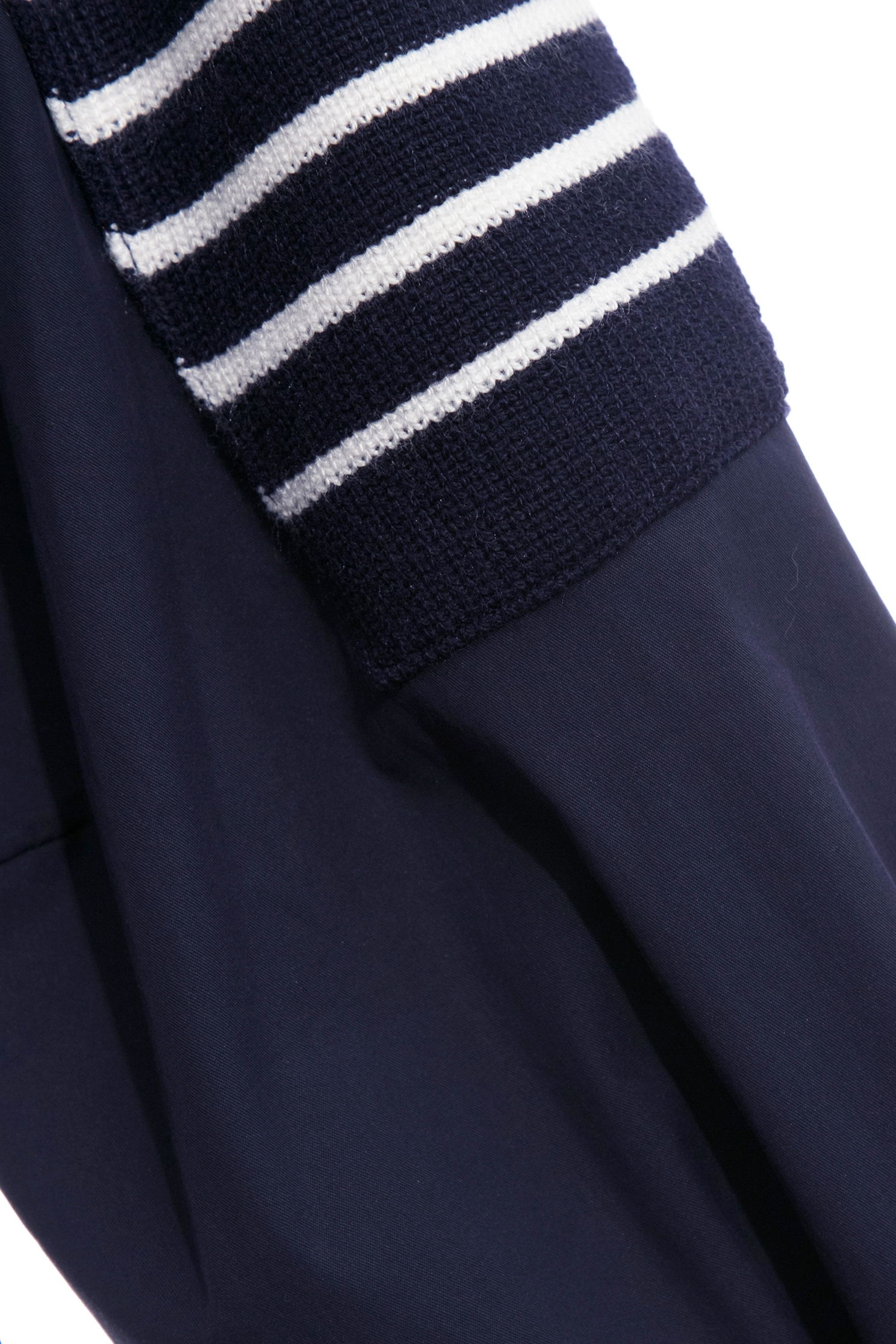 午夜藍異材質拼接針織上衣午夜藍異材質拼接針織上衣,上衣,條紋,秋冬穿搭,針織,針織衫