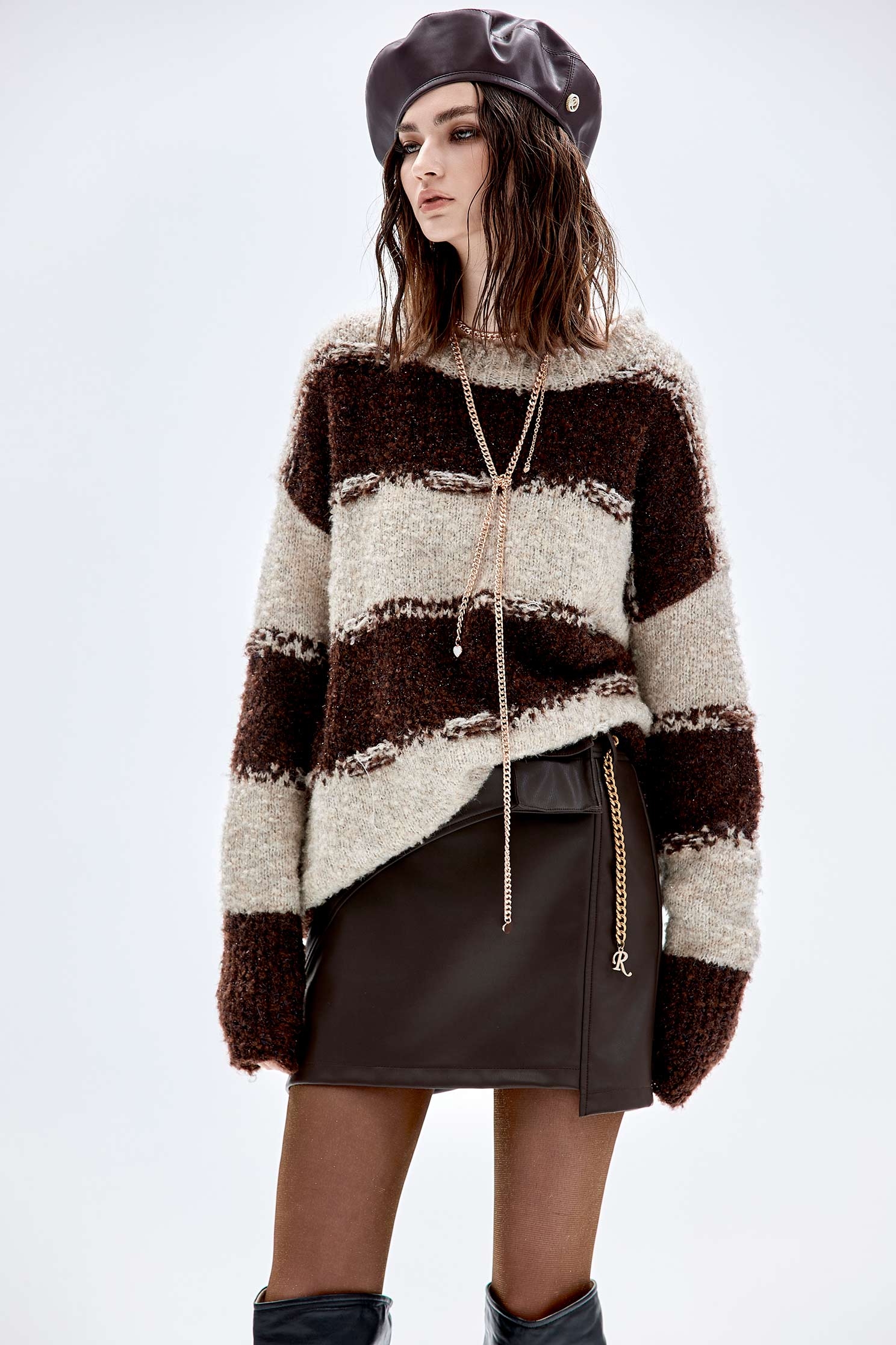 質樸焦糖色龐克風針織質樸焦糖色龐克風針織,上衣,人氣商品,秋冬穿搭,針織,針織衫