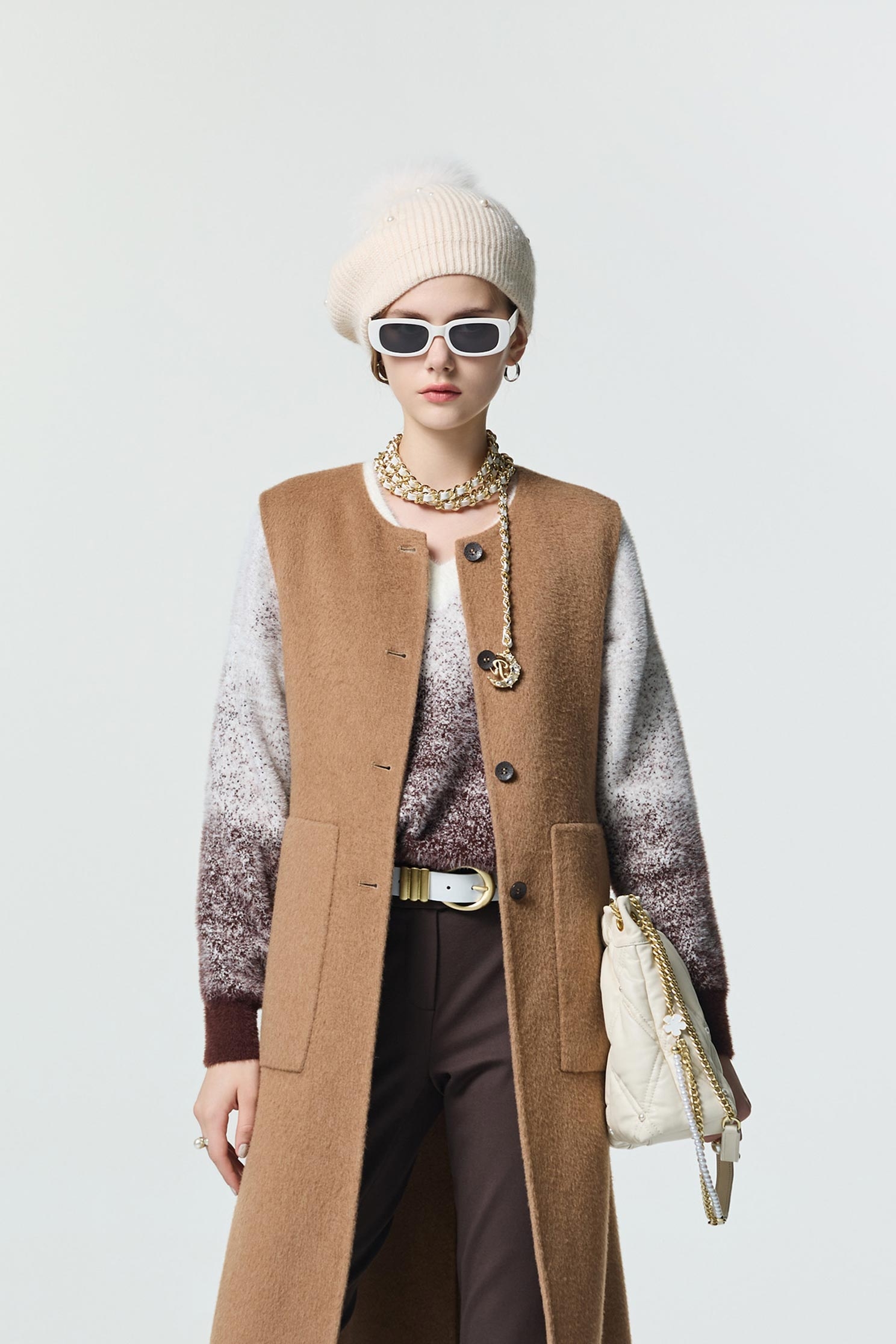 質樸焦糖色漸層針織上衣質樸焦糖色漸層針織上衣,上衣,人氣商品,秋冬穿搭,針織,針織衫