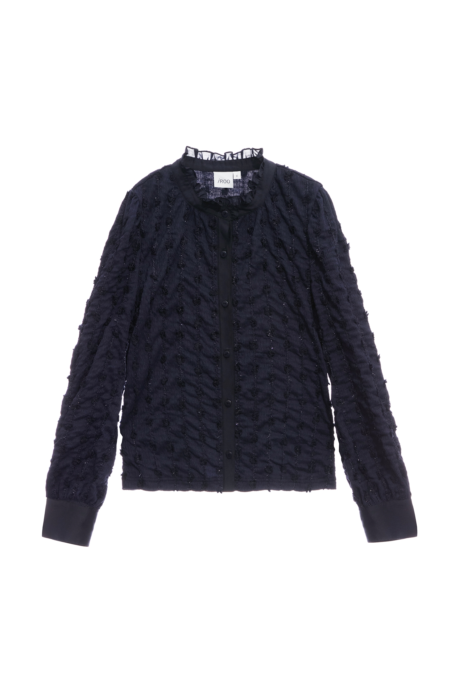 優雅午夜藍刺繡上衣優雅午夜藍刺繡上衣,上班OL穿搭,上衣,刺繡,秋冬穿搭,荷葉