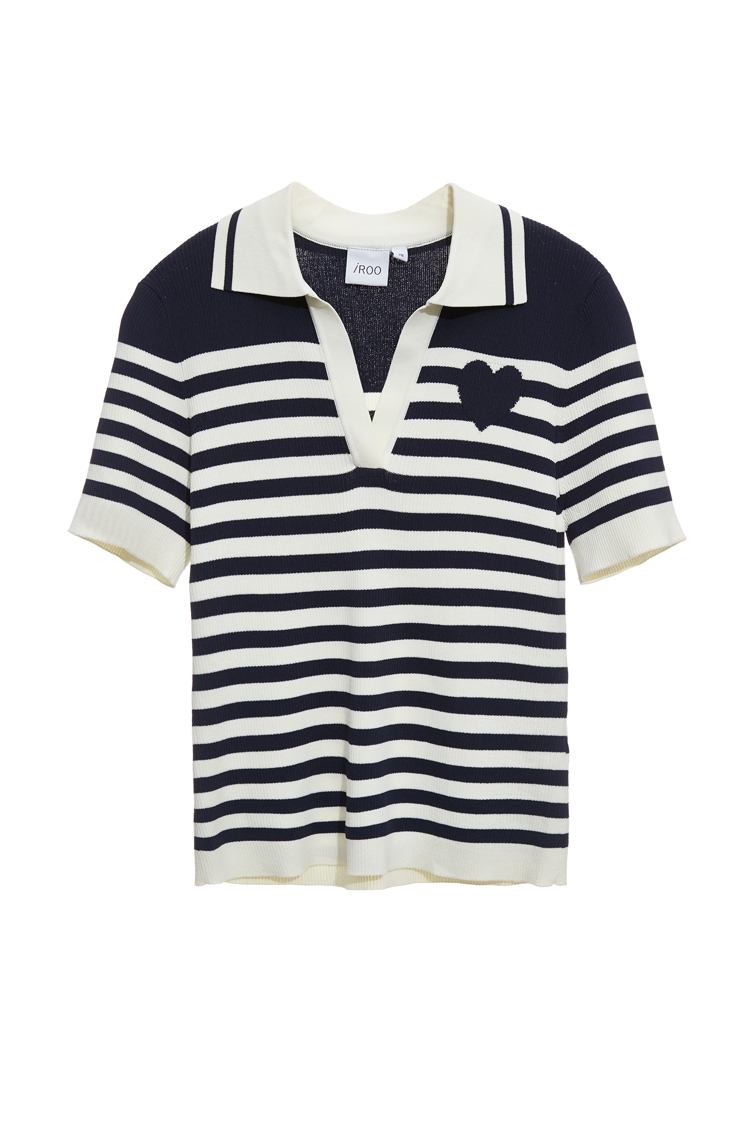 綴海軍藍愛心針織上衣綴海軍藍愛心針織上衣,V領上衣,上班OL穿搭,上衣,條紋,秋冬穿搭,約會特輯,輕奢度假,輕奢渡假,針織,針織上衣,針織衫