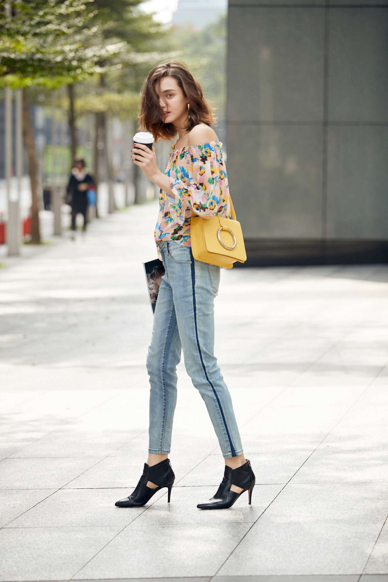 Floral chiffon long sleeve top,offshouldertop,3/4sleevetop,top,offshouldertop,i-select,longsleevetop,chiffon,chiffontop