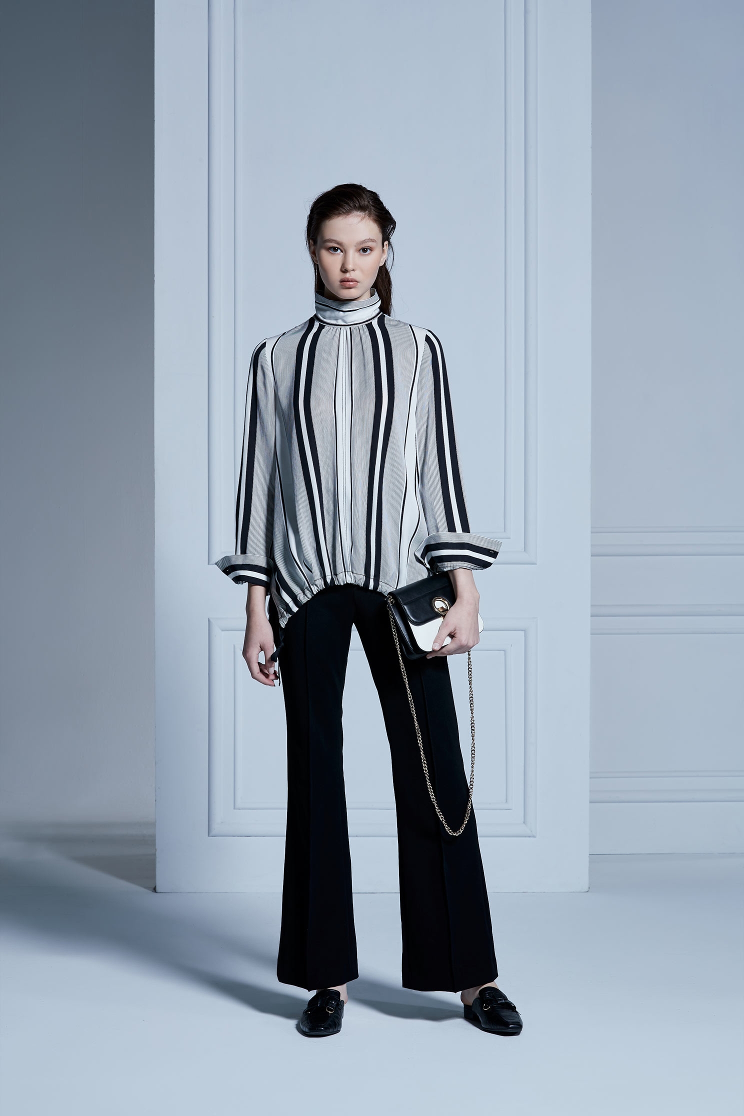INVERTED LAPEL COLLAR top,Top,Rayon,Long top,長袖上衣