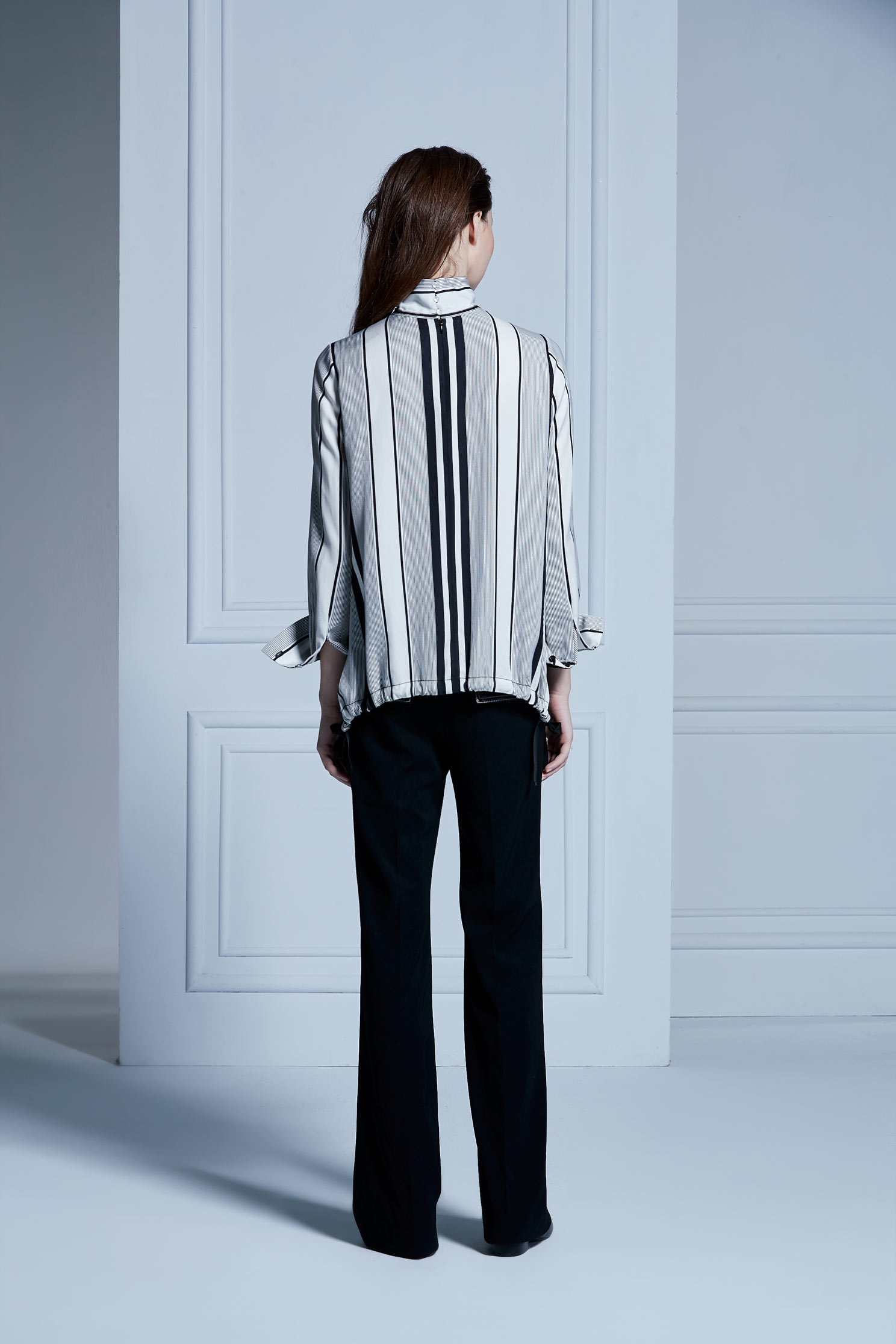 INVERTED LAPEL COLLAR top,Top,Rayon,Long top,長袖上衣