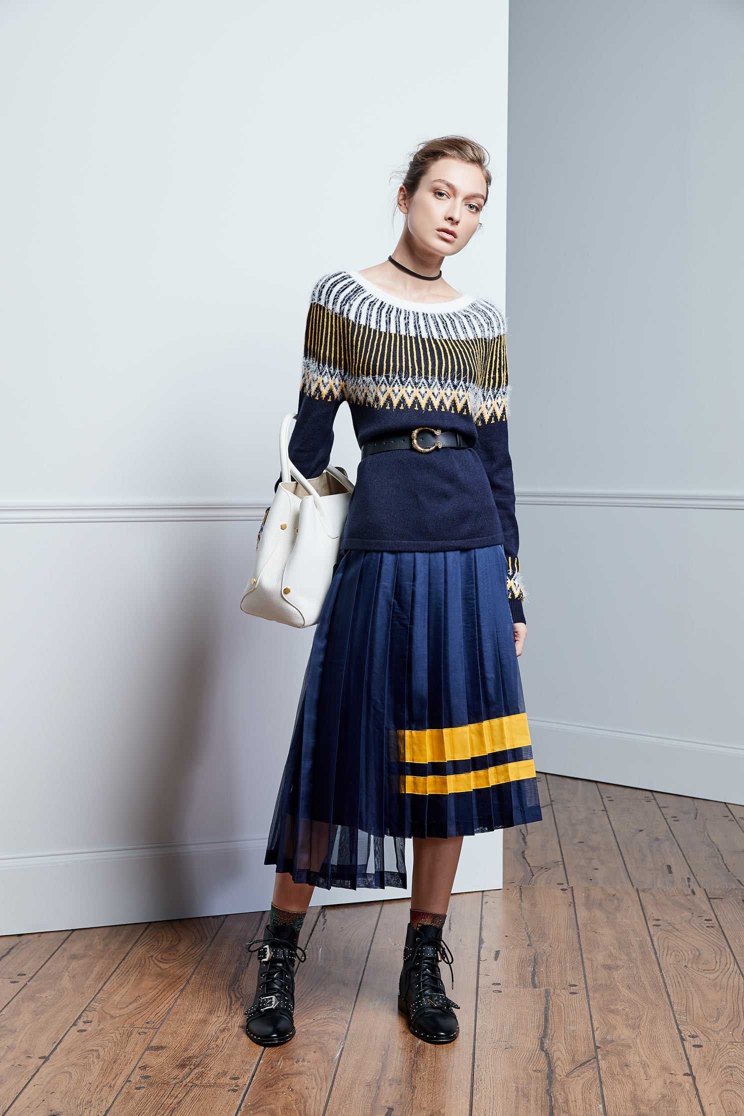 Floral ball collar knit tops,Top,圓領上衣,knitting,Knitted top,Knitted Top,長袖上衣