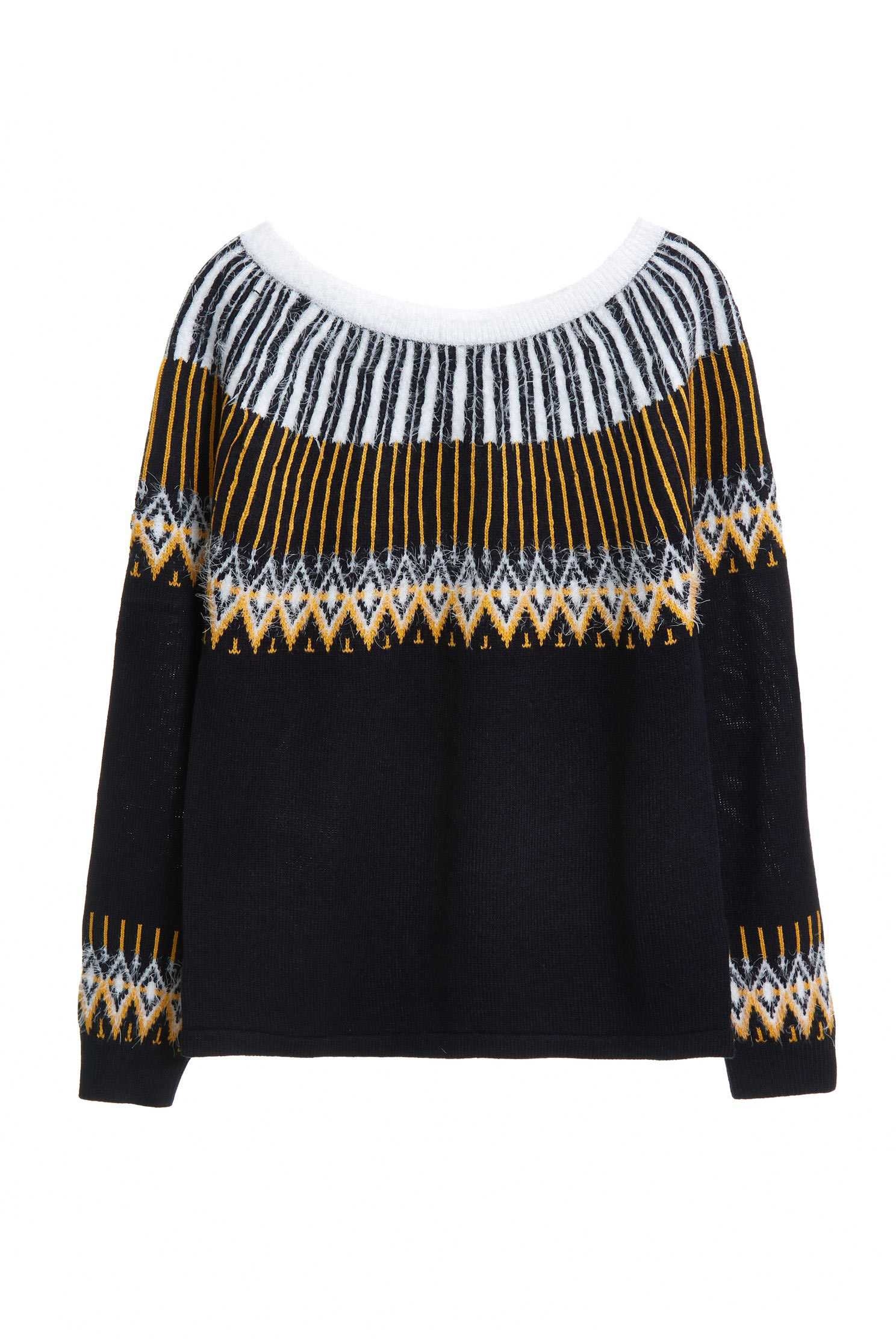 Floral ball collar knit tops,Top,圓領上衣,knitting,Knitted top,Knitted Top,長袖上衣