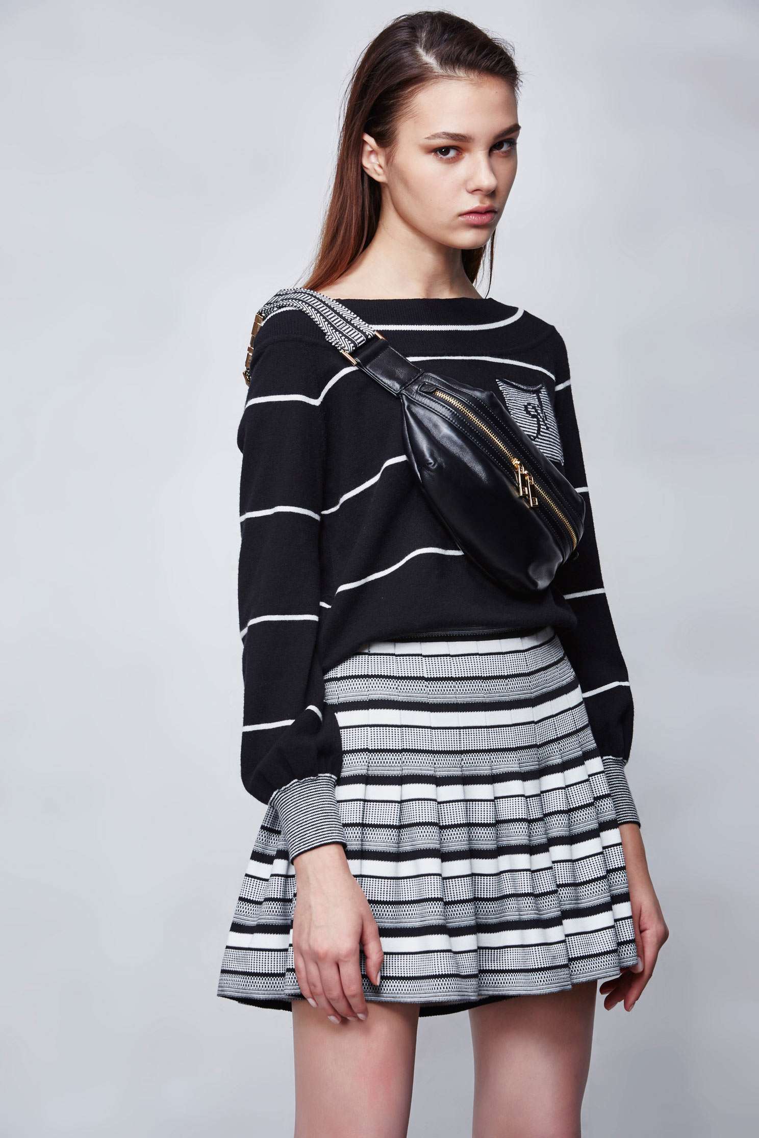 STRIPED Color knit sweater,roundnecktop,knitting,knittedtop,knittedtop,longsleevetop,blacktop