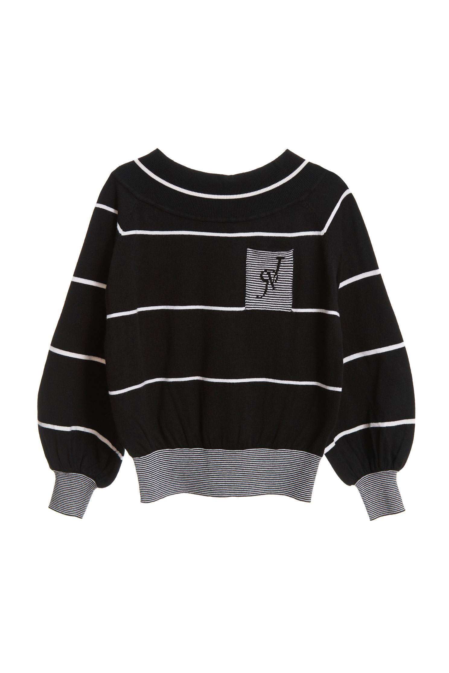STRIPED Color knit sweater,roundnecktop,knitting,knittedtop,knittedtop,longsleevetop,blacktop