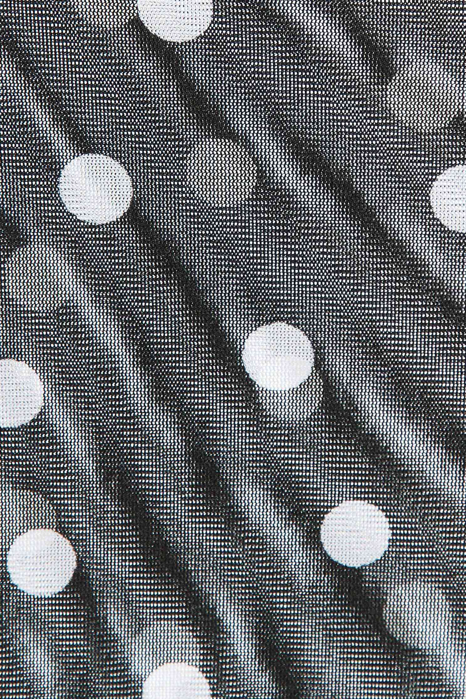 Large polka dot high-necked long-sleeved top,Top,透膚上衣,長袖上衣,Turtleneck top,黑色上衣