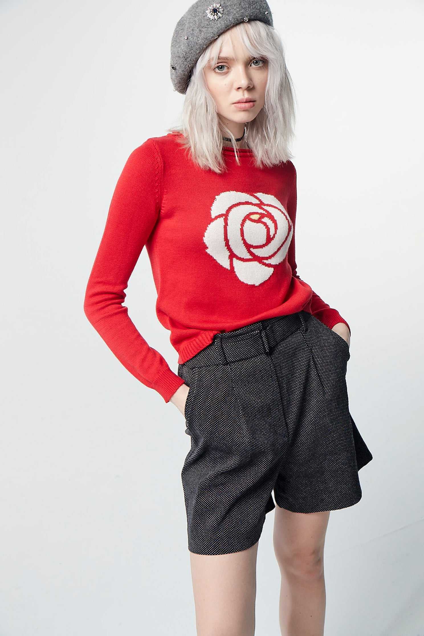 A rose sweater,圓領上衣,knitting,Knitted top,Knitted Top,長袖上衣,黑色上衣