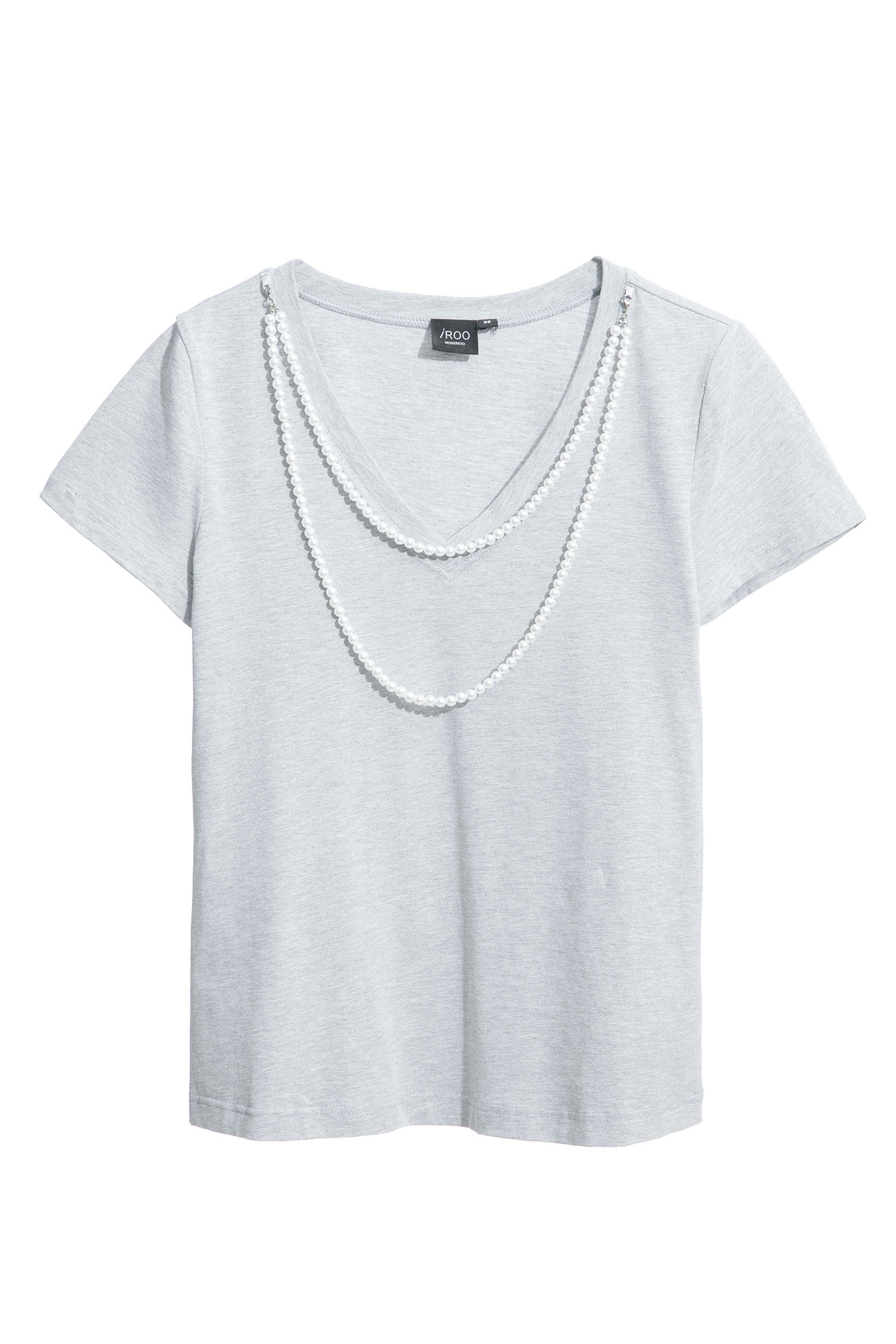 附活動珍珠項鍊T恤附活動珍珠項鍊T恤,T-Shirt,上班OL穿搭,上衣,春夏穿搭,珍珠,簡約穿搭,純棉