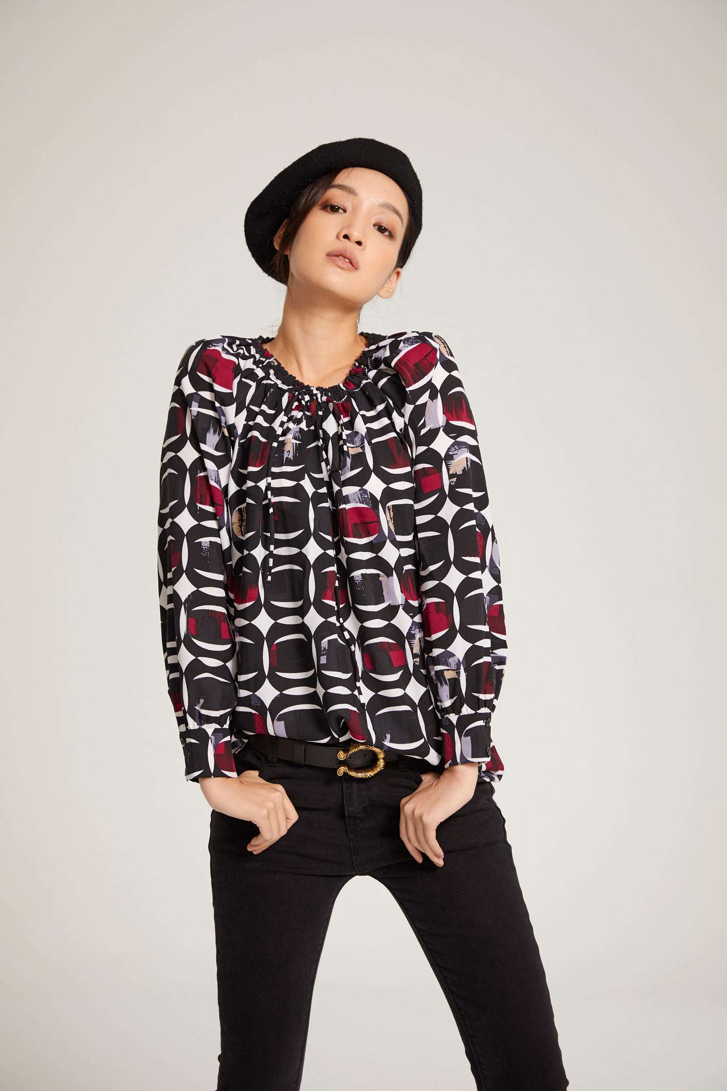 Printed long-sleeved top,Top,Fantasy purple,長袖上衣