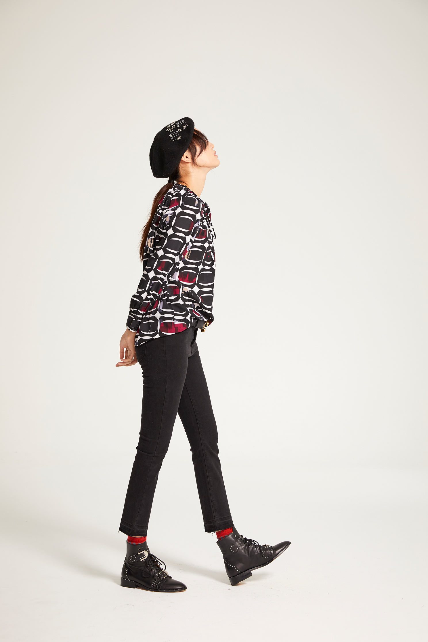 Printed long-sleeved top,Top,Fantasy purple,長袖上衣