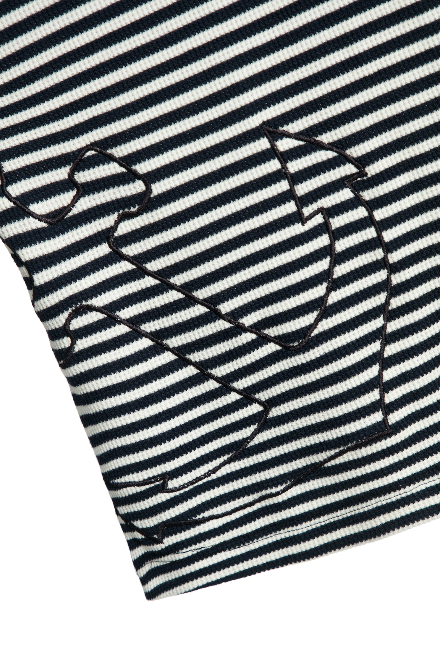 海軍藍白條錯位船錨繡花T海軍藍白條錯位船錨繡花T,T-Shirt,上衣,春夏穿搭,條紋,純棉,繡花