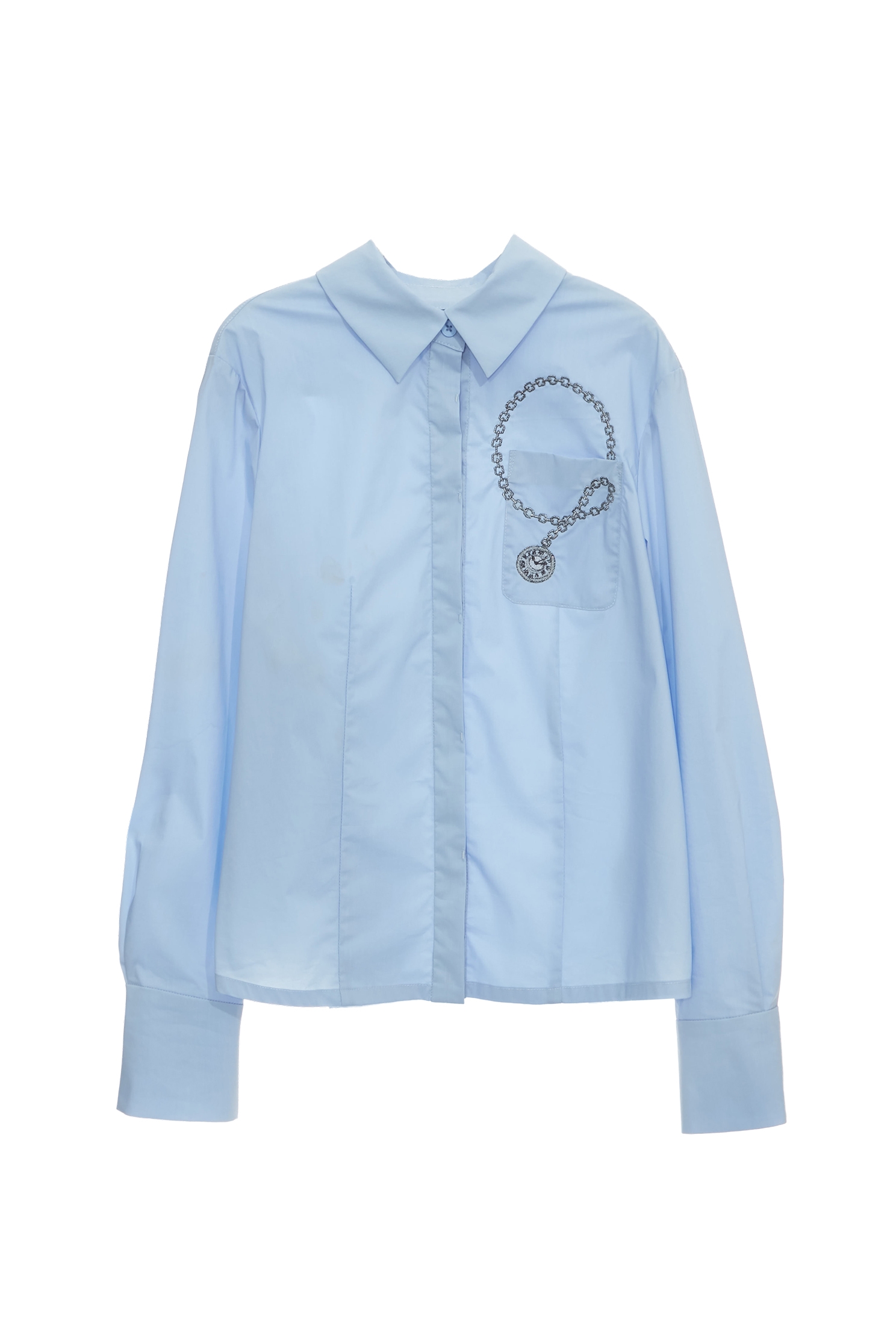 寧靜藍鏈串刺繡上衣寧靜藍鏈串刺繡上衣,上衣,刺繡,春夏穿搭,襯衫