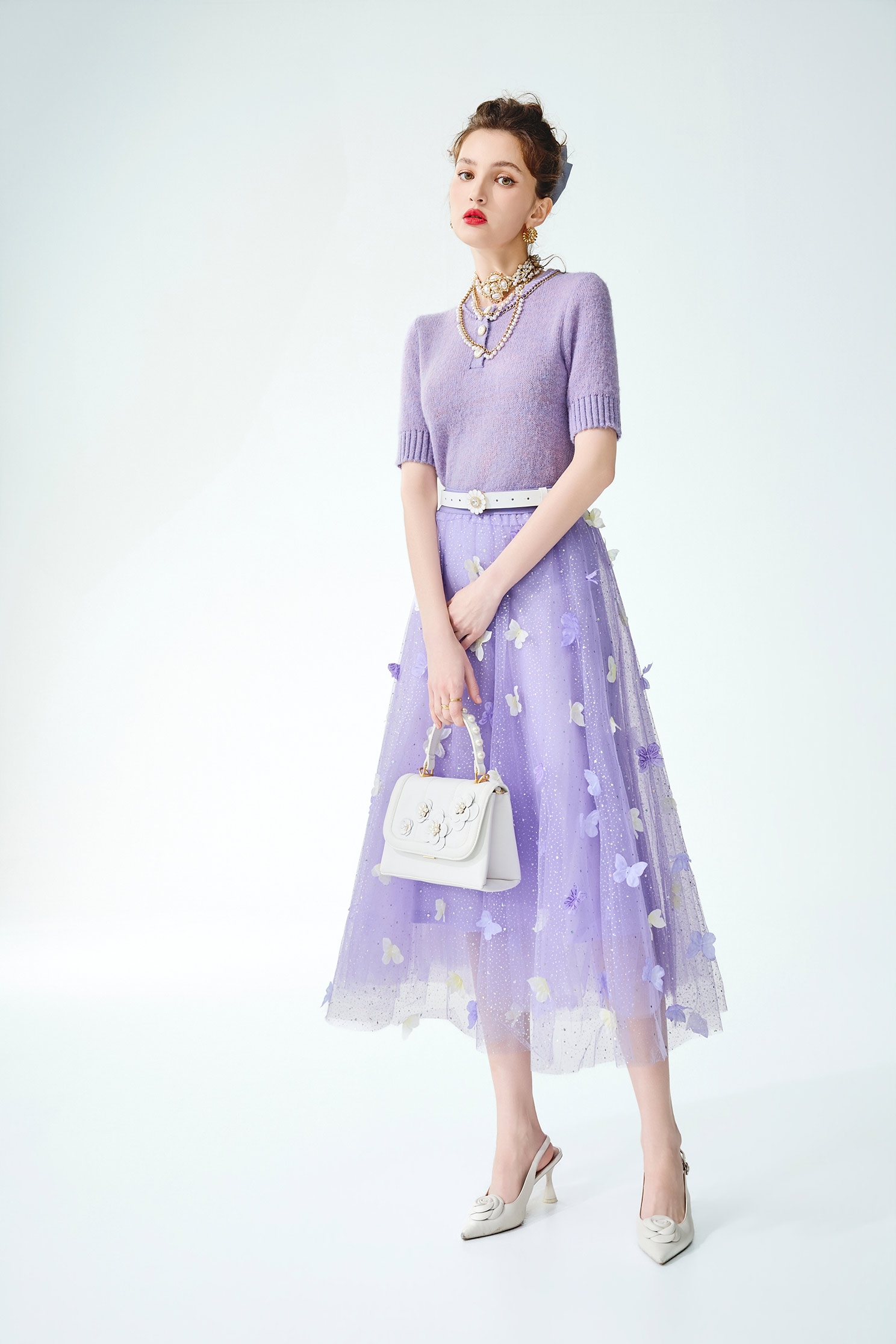 銀河丁香紫毛海針織銀河丁香紫毛海針織,上衣,春夏穿搭,約會特輯,針織,針織衫