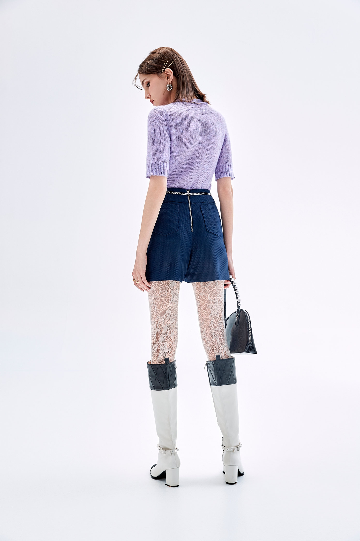 銀河丁香紫毛海針織銀河丁香紫毛海針織,上衣,春夏穿搭,約會特輯,針織,針織衫