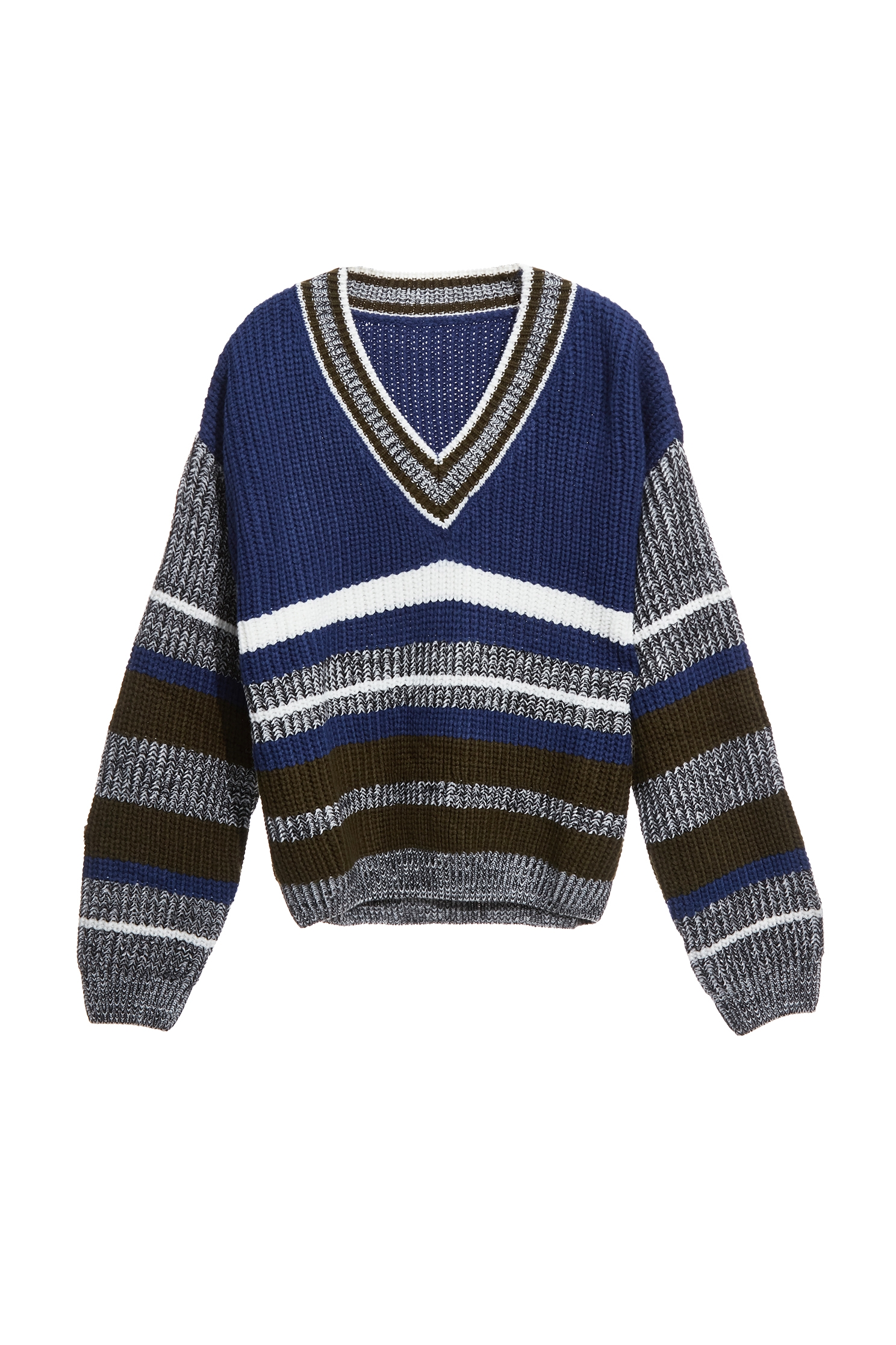 復古藍拼色針織上衣復古藍拼色針織上衣,上衣,條紋,秋冬穿搭,針織,針織衫