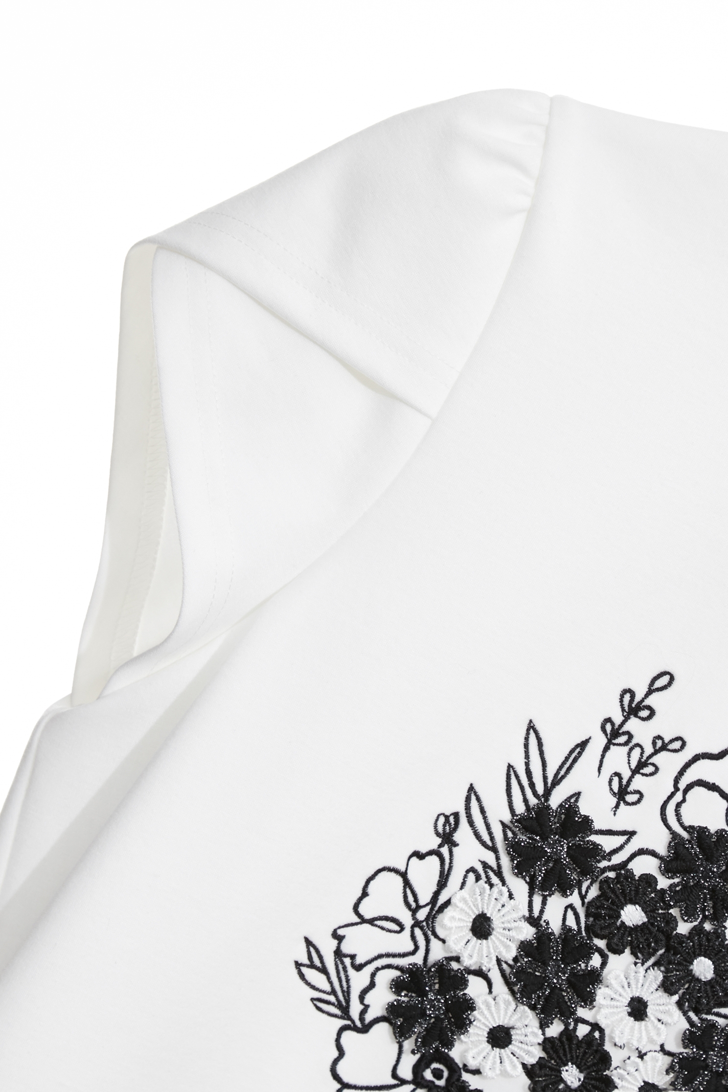 奢華縫飾花束繡花上衣奢華縫飾花束繡花上衣,T-Shirts,圓領上衣,女裝上衣,白色上衣,短袖上衣,秋冬穿搭