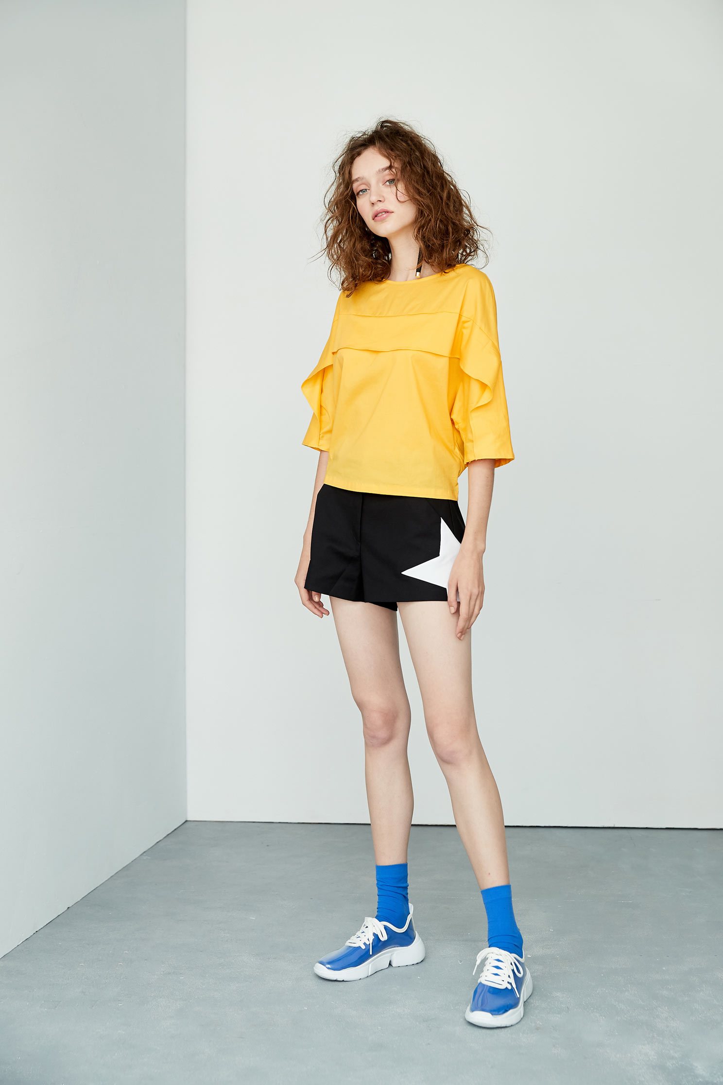Temperament three-quarter sleeve top,七分袖上衣,Top,圓領上衣,Cotton