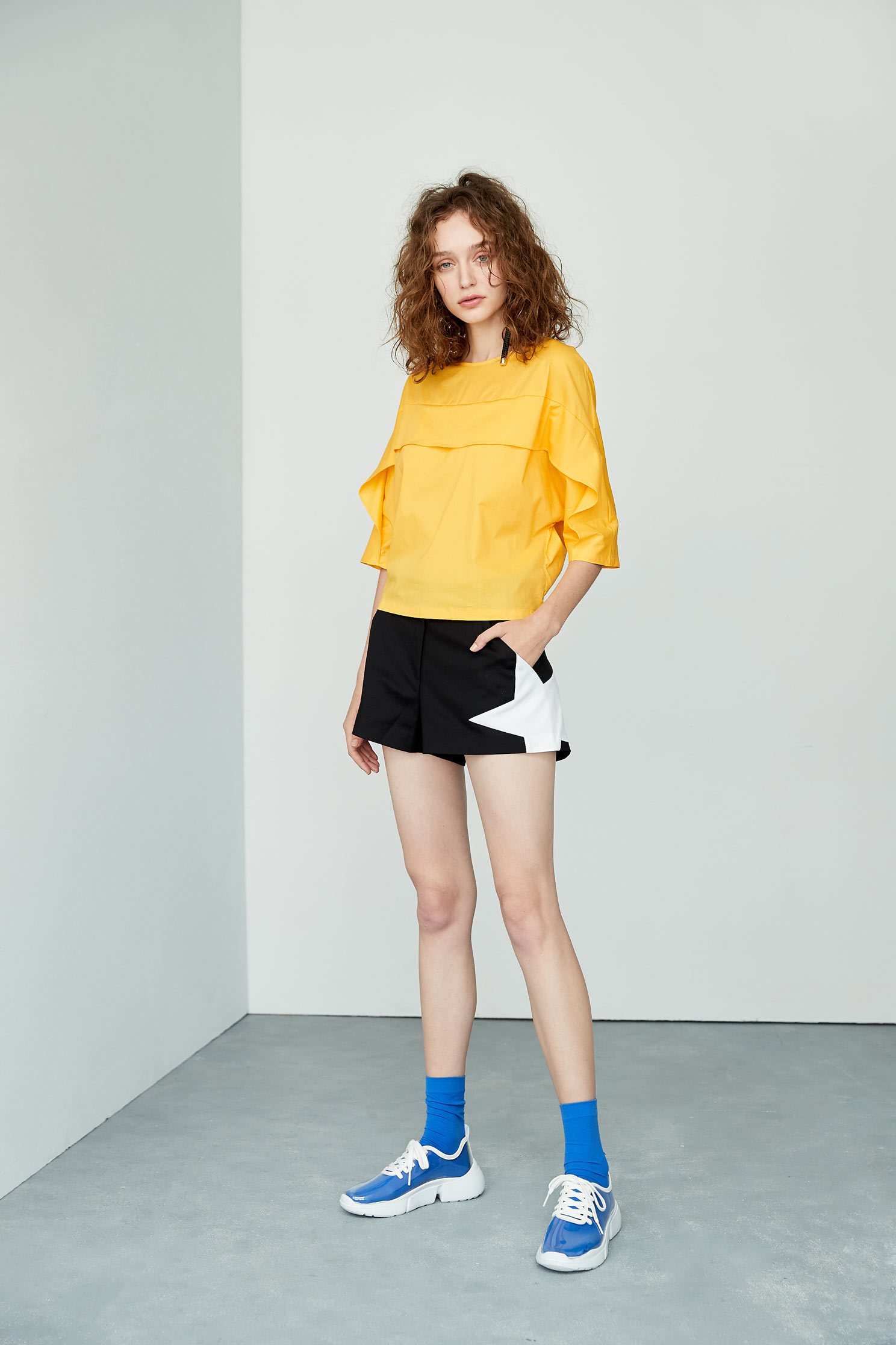 Temperament three-quarter sleeve top,七分袖上衣,Top,圓領上衣,Cotton