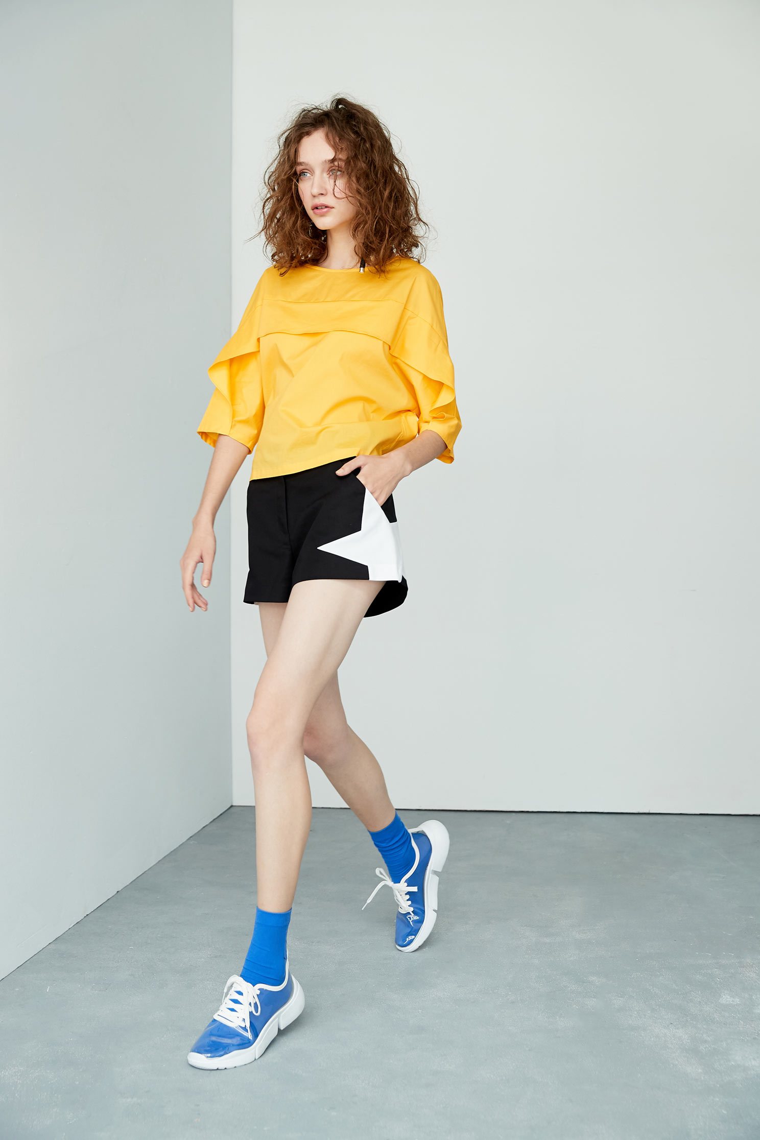 Temperament three-quarter sleeve top,七分袖上衣,Top,圓領上衣,Cotton