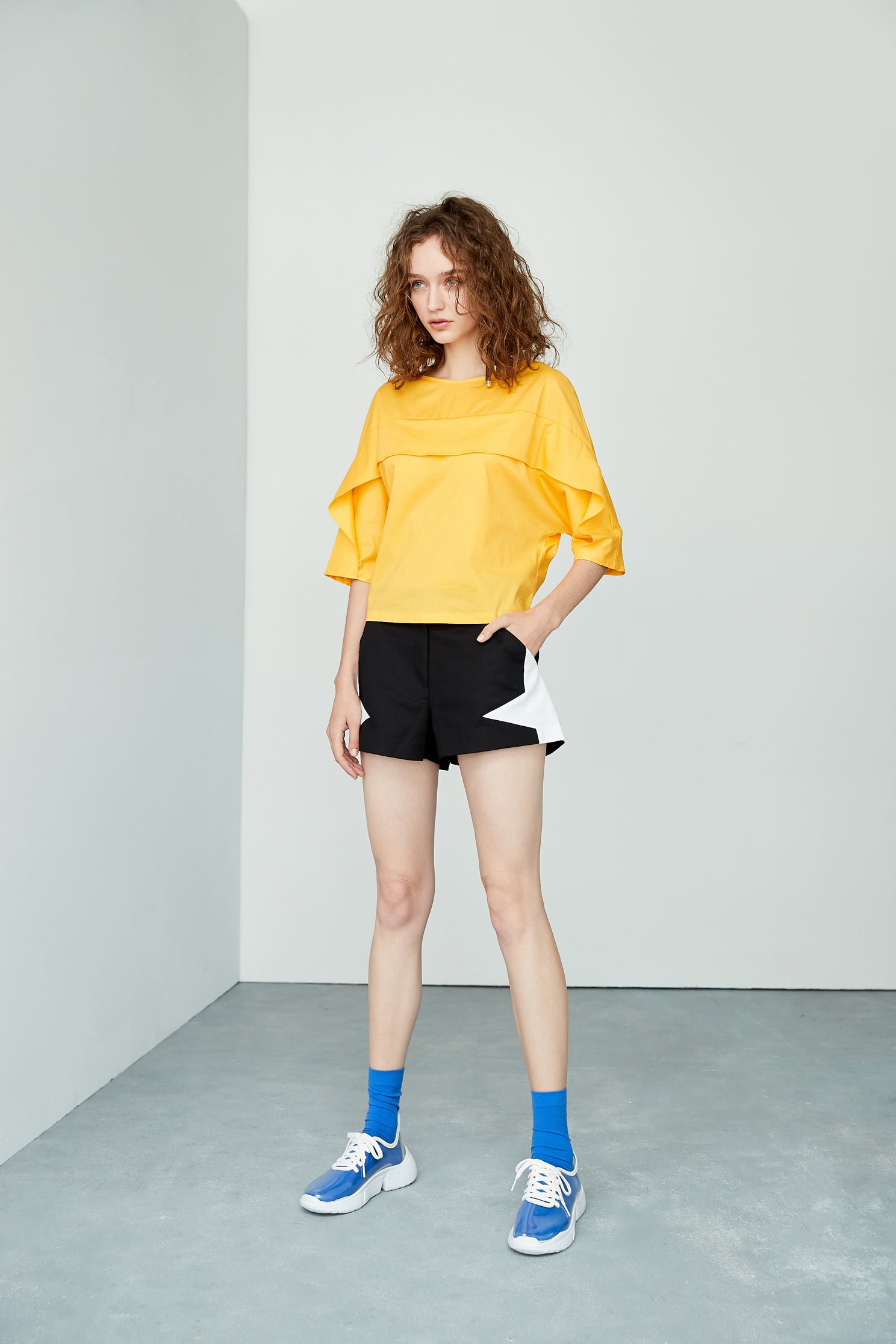 Temperament three-quarter sleeve top,七分袖上衣,Top,圓領上衣,Cotton
