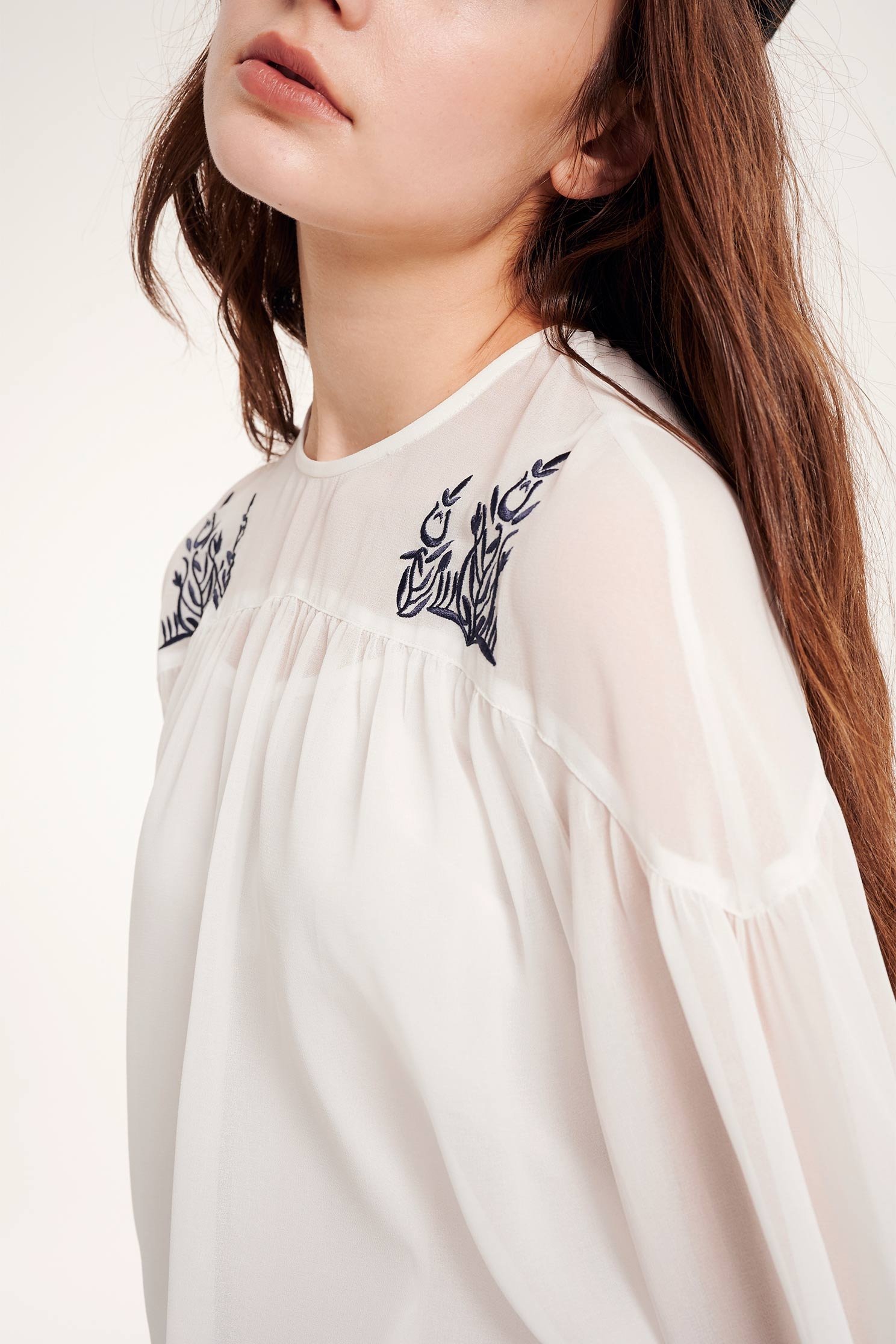 Embroidered chiffon top,offshouldertop,top,embroidery,embroideredtop,offshouldertop,whitetop,embroidered,embroideredtop,longsleevetop,chiffon,chiffontop