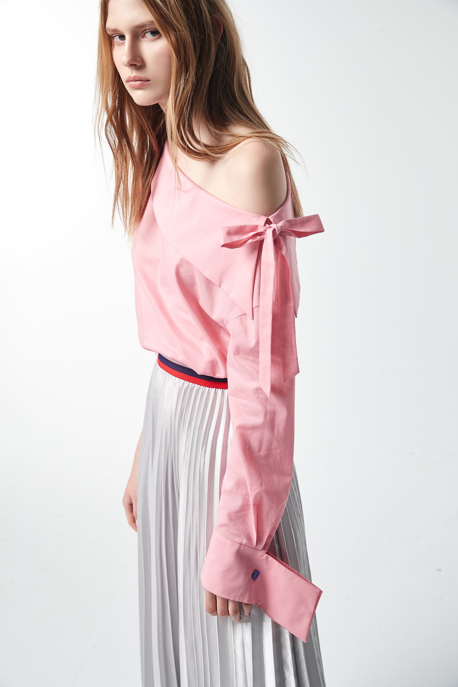 Blue / Pink Svelte Dress,Top,Shoulder Top,Cotton,Blouse,長袖上衣