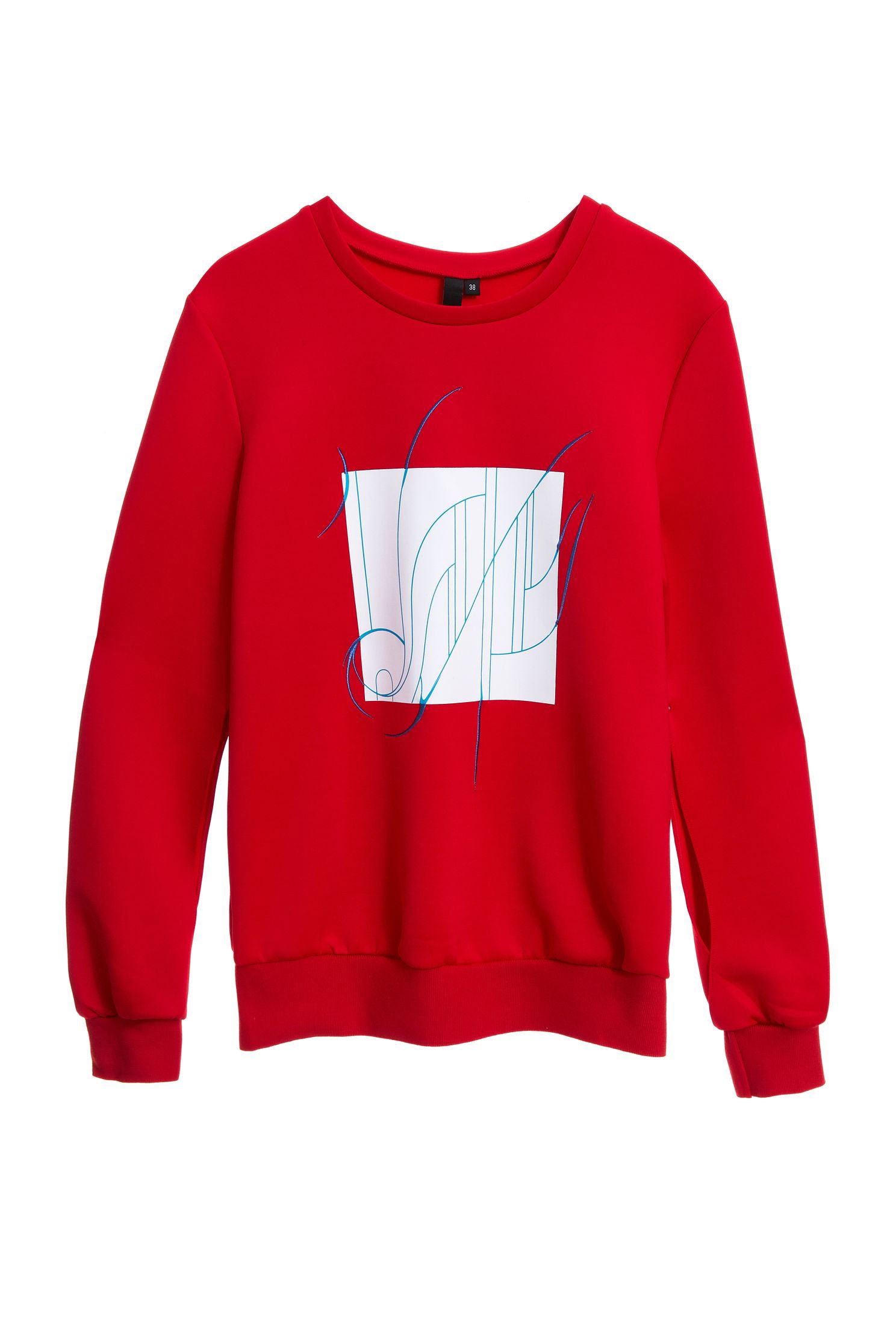 Embroidered printed red guard,top,embroidery,embroideredtop,roundnecktop,embroidered,embroideredtop,longsleevetop