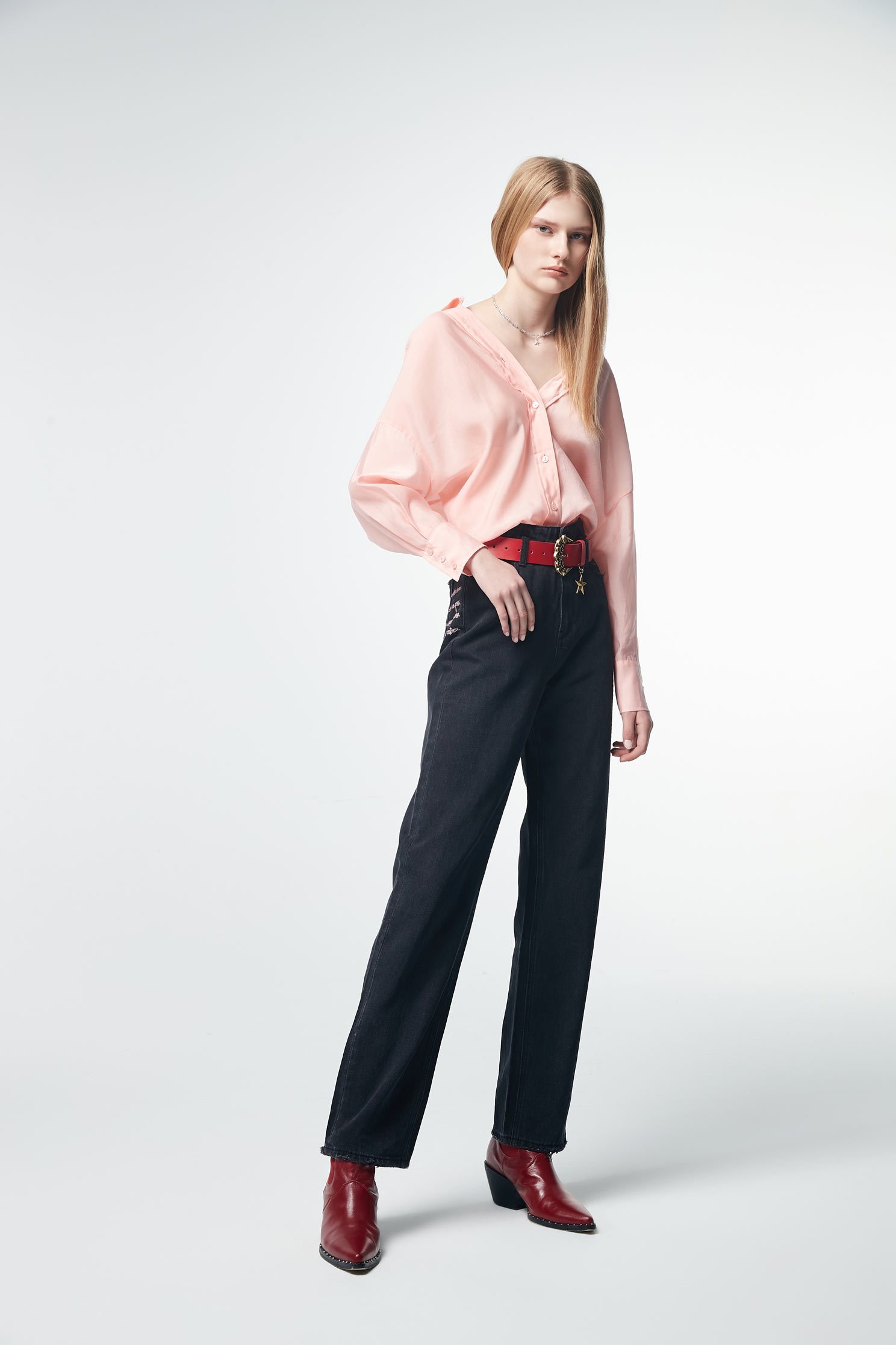 Back-pour long-sleeved thin shirt,top,valentine,i-select,blouse,longsleevetop,girlfriendsspringtour