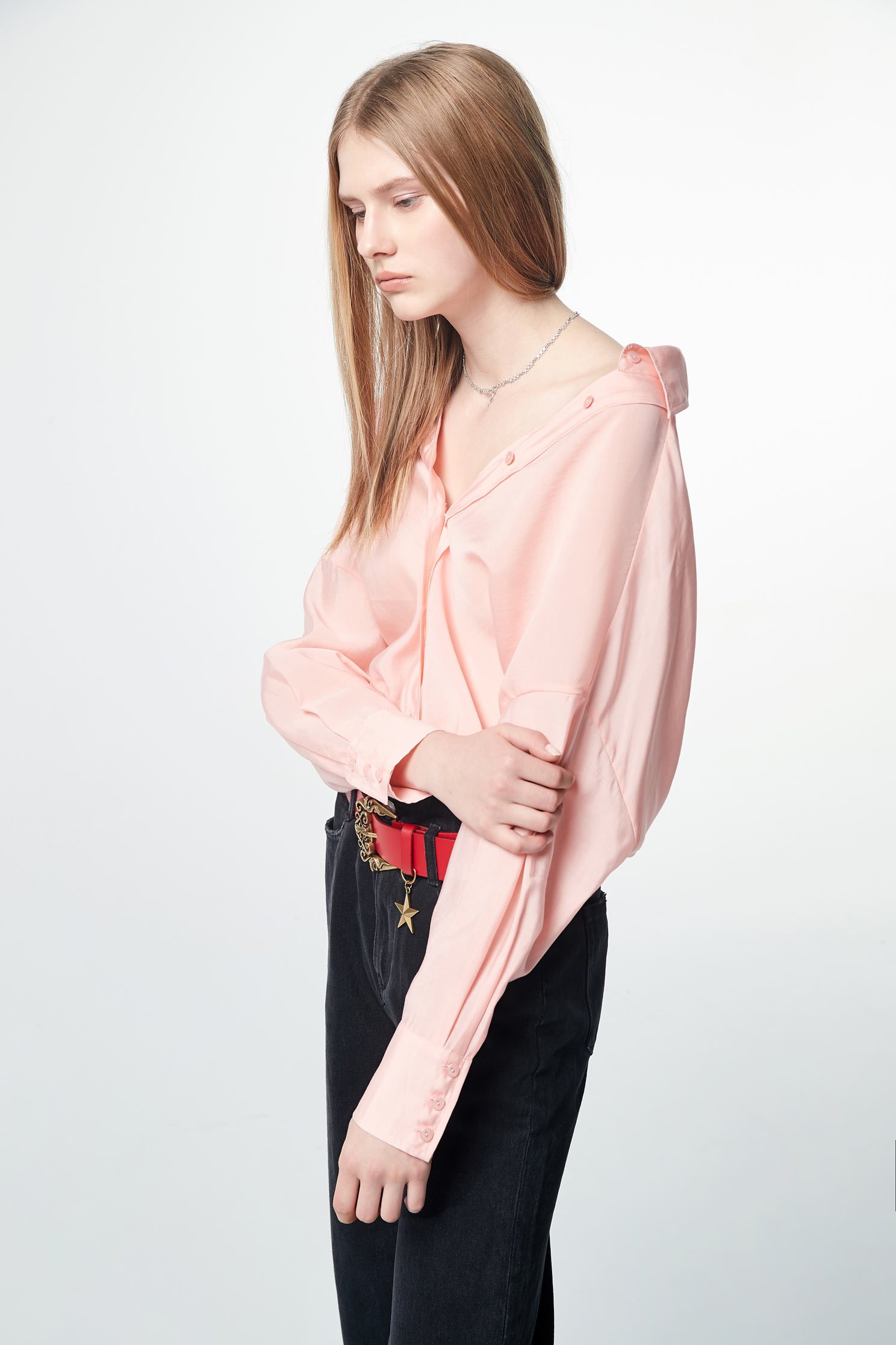 Back-pour long-sleeved thin shirt,top,valentine,i-select,blouse,longsleevetop,girlfriendsspringtour