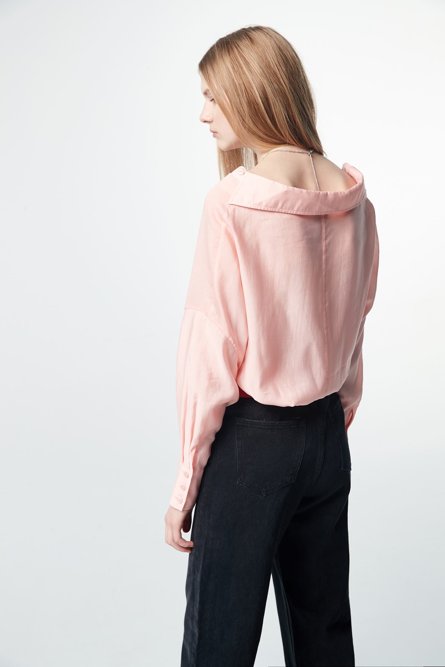 Back-pour long-sleeved thin shirt,top,valentine,i-select,blouse,longsleevetop,girlfriendsspringtour