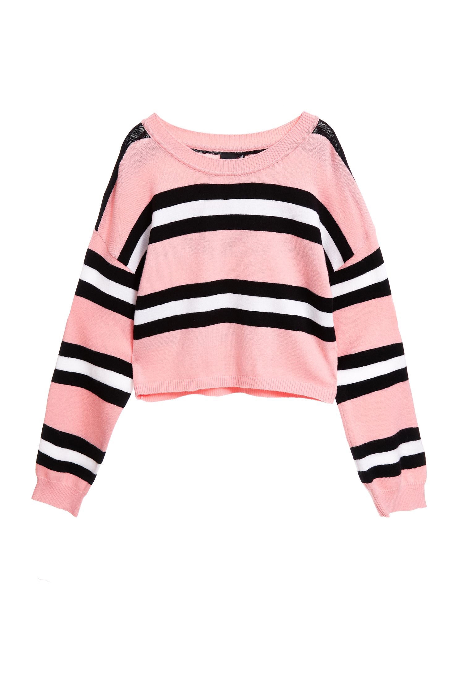 Round-necked striped long-sleeved knit sweater,top,roundnecktop,knitting,knittedtop,knittedtop,longsleevetop
